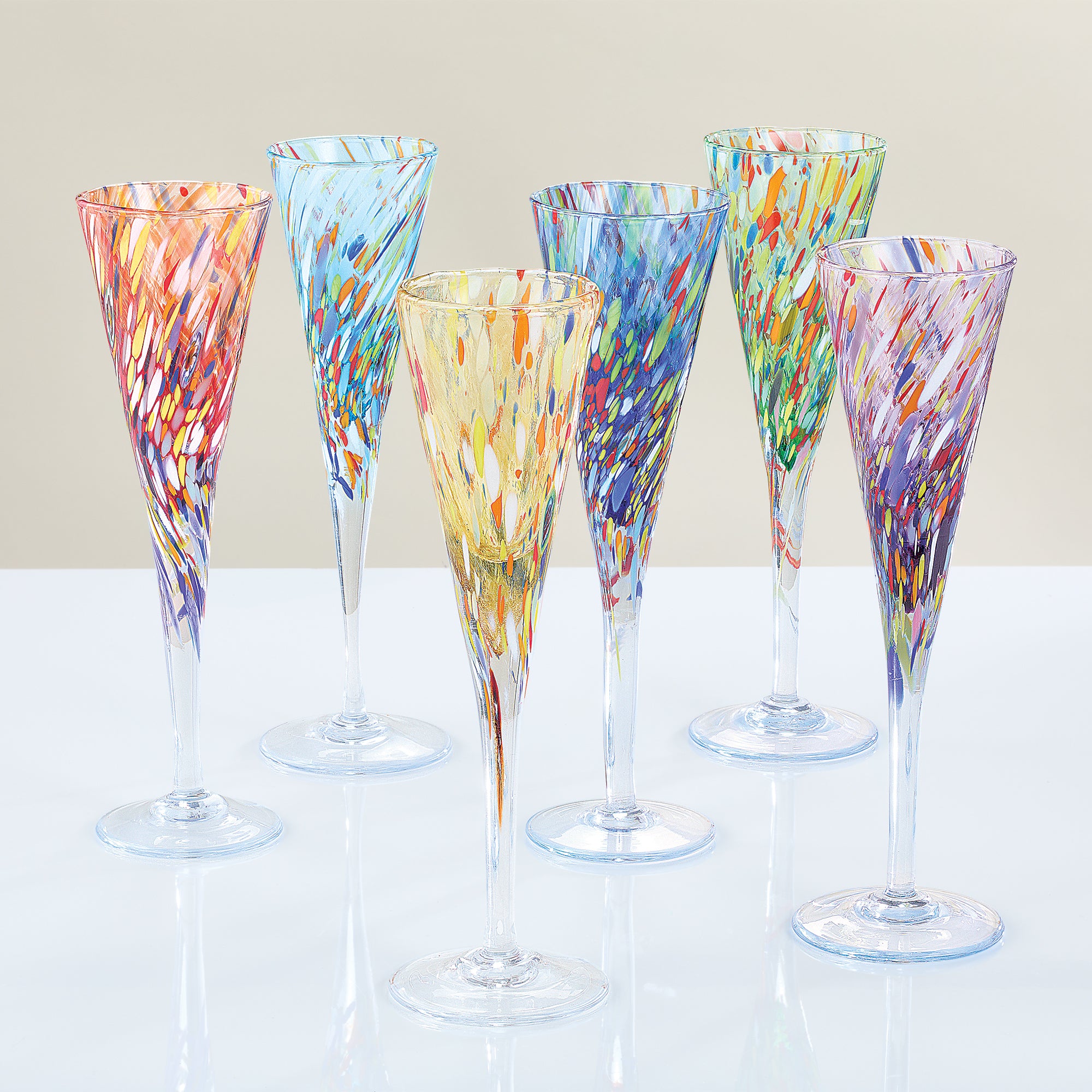 Murano-Style Confetti Indented Drinking Glasses Set Of 6 offers