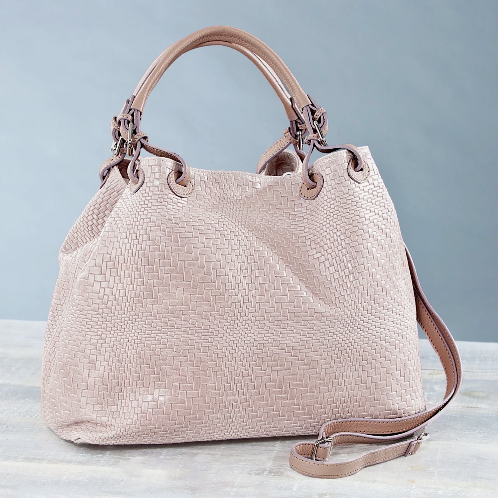 Italian Leather Ostrich Style Mini deals Baguette Bag Pink