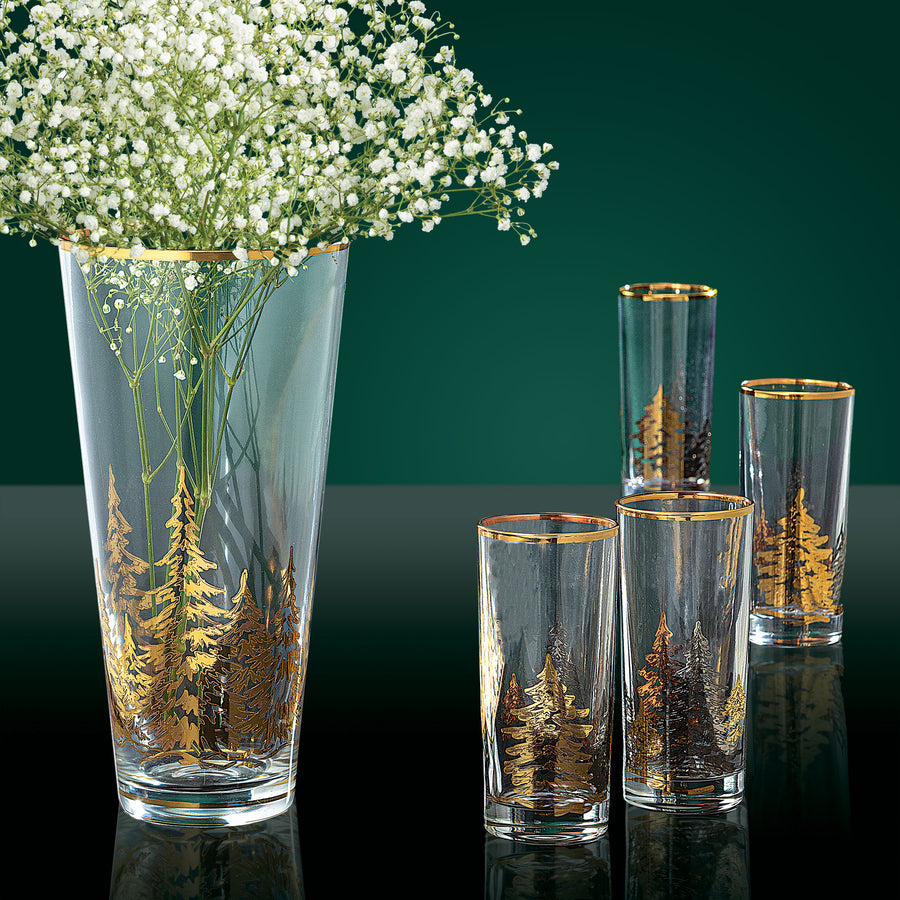 Platinum & Gold Spruce Tree Tumblers Set Of 4