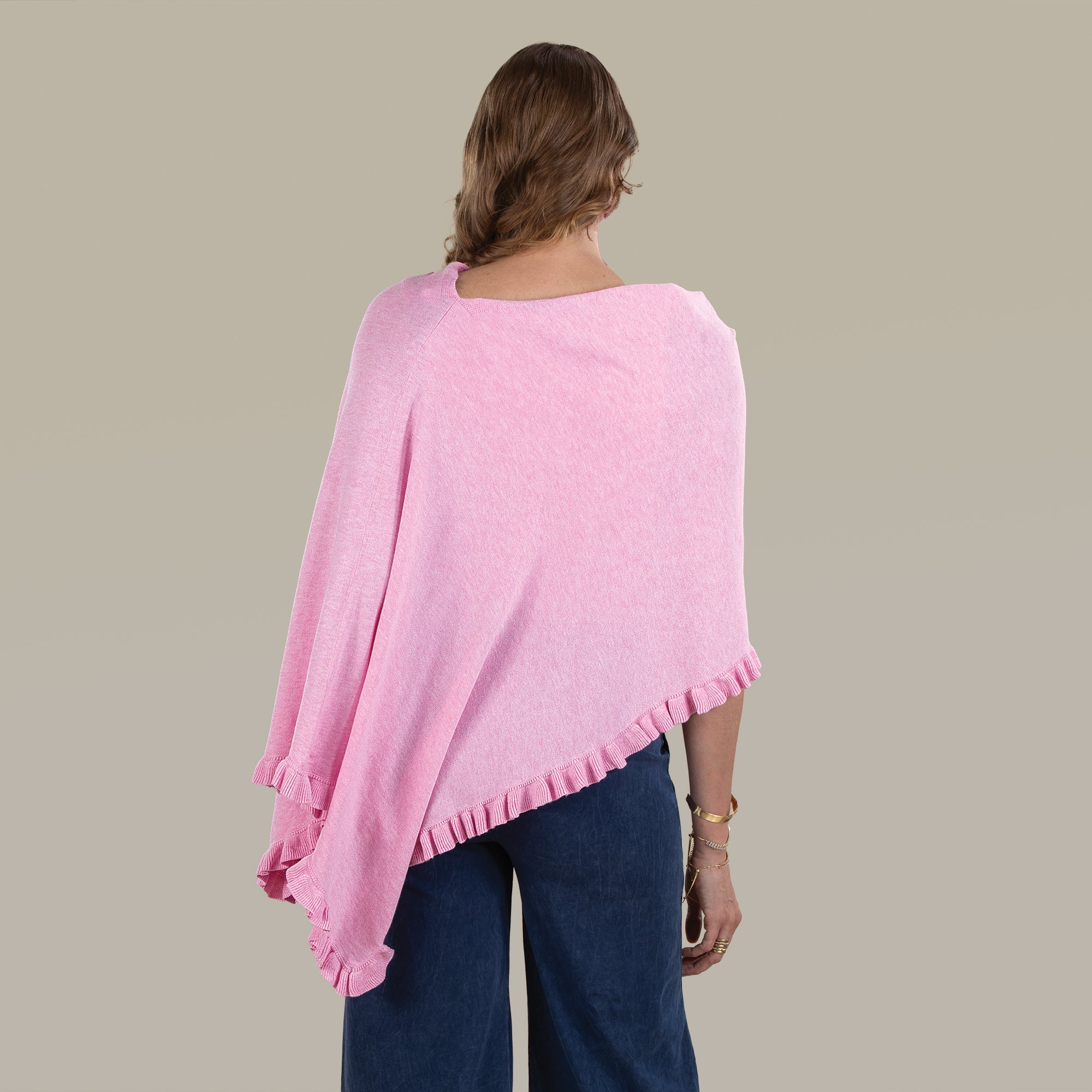 Cotton Cashmere Bright Pink Poncho (Preorder)