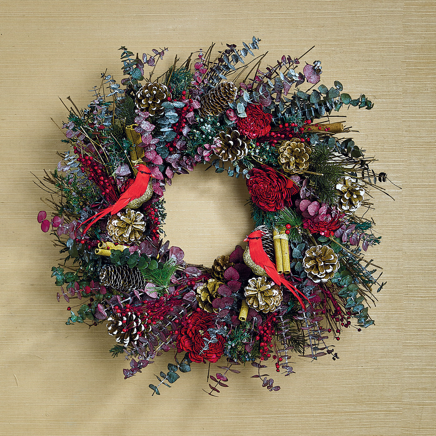 Glistening Holiday Cardinal Wreath