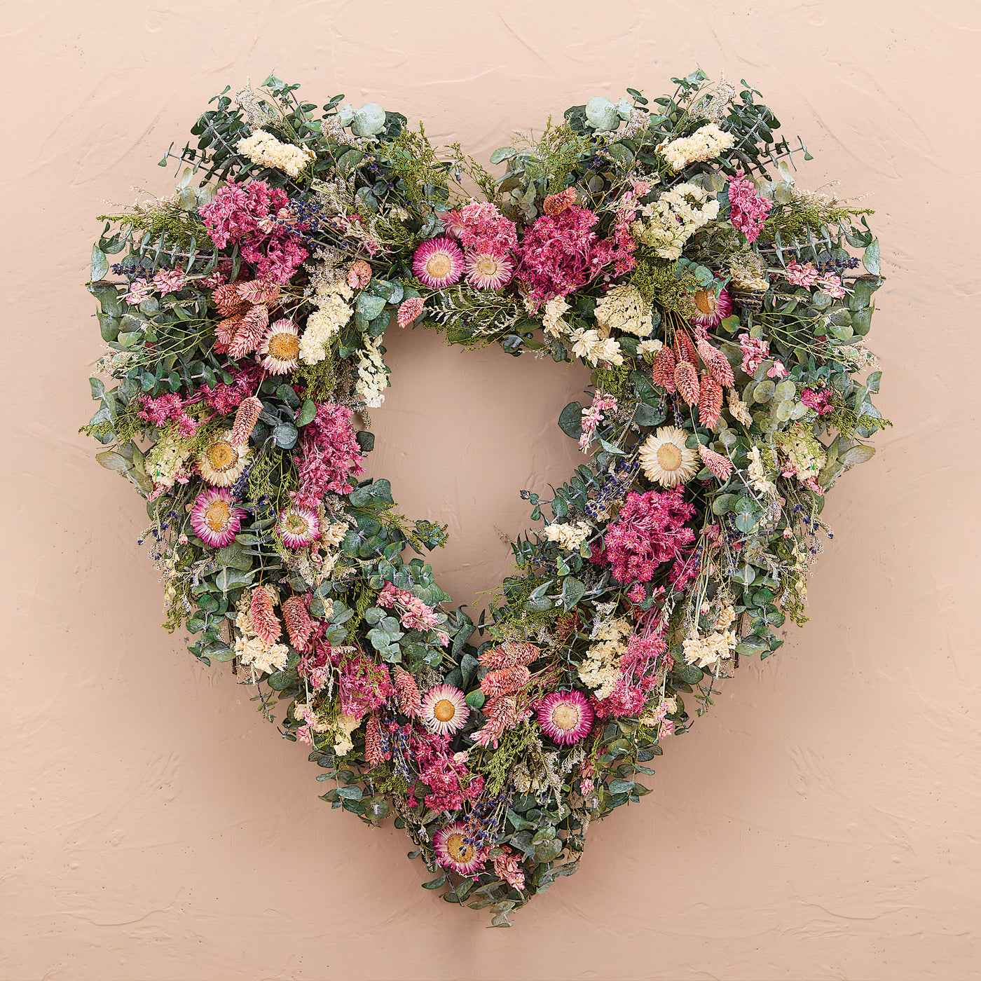 Thinking In Pink Floral Heart Wreath (Preorder)