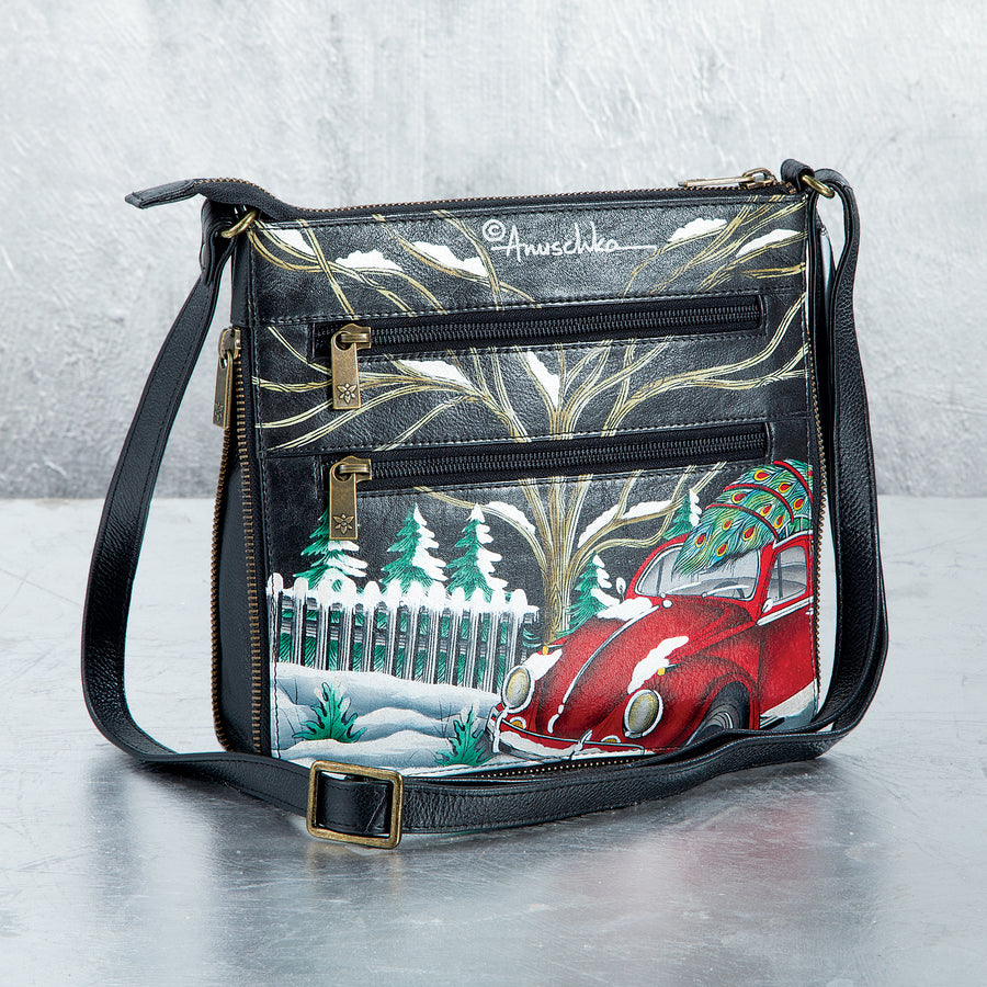 Hand-Painted Christmas Comforts Crossbody Bag