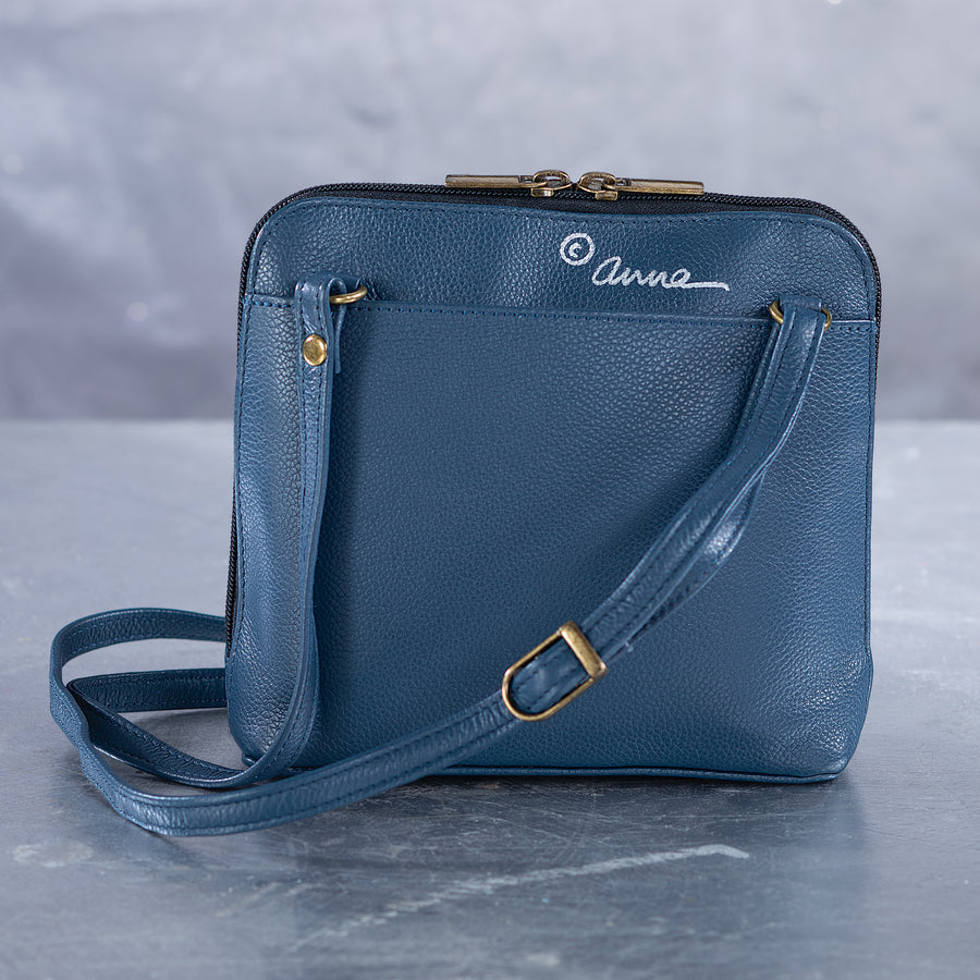 Hand-Painted Beauty In Blue Mini Crossbody