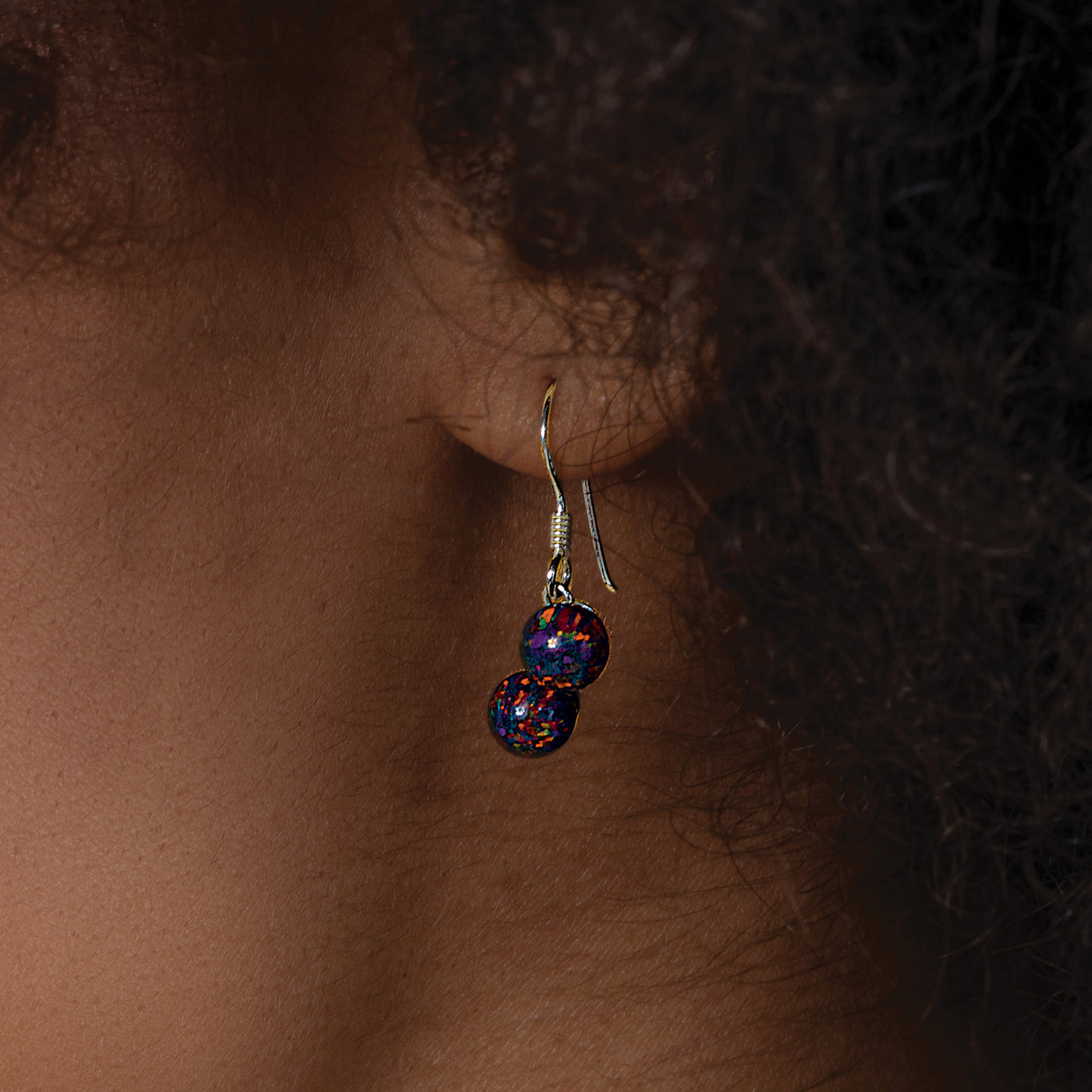 Rare Black Opal Ball Earrings