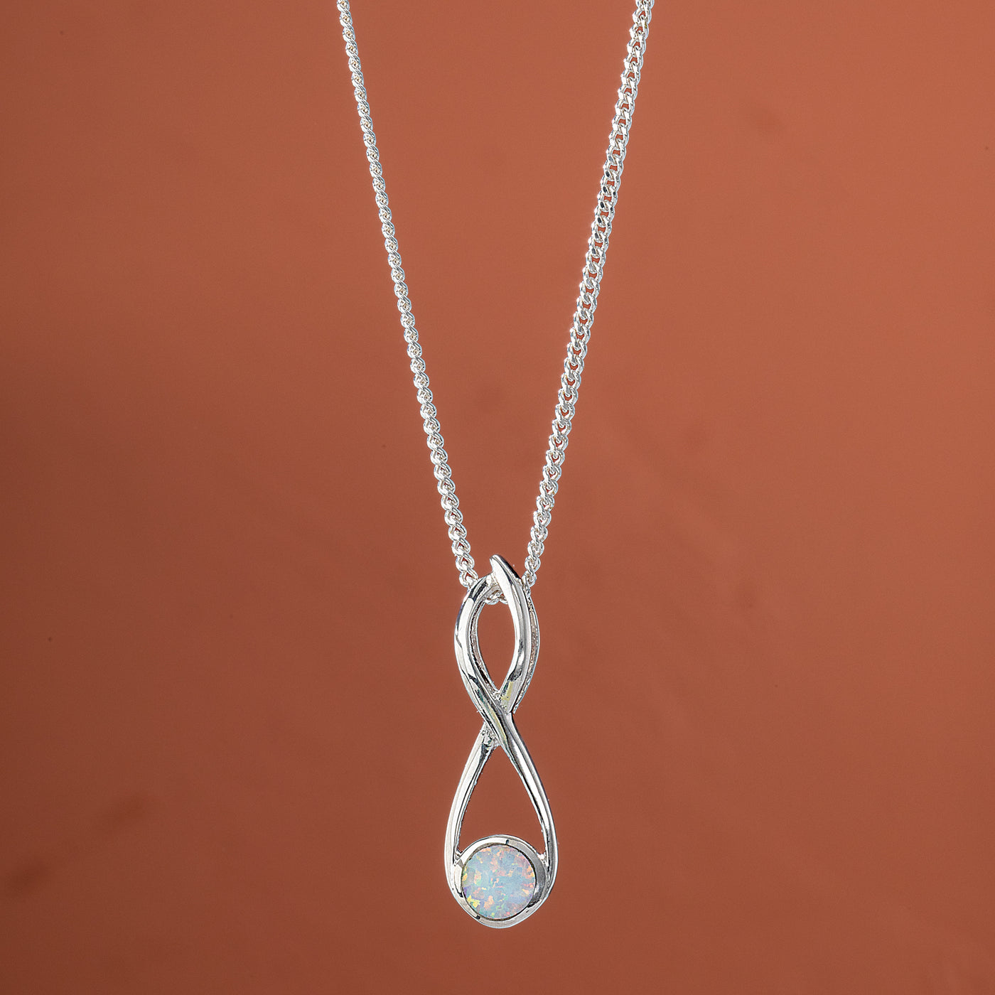 White Opal Infinity Necklace (Preorder)