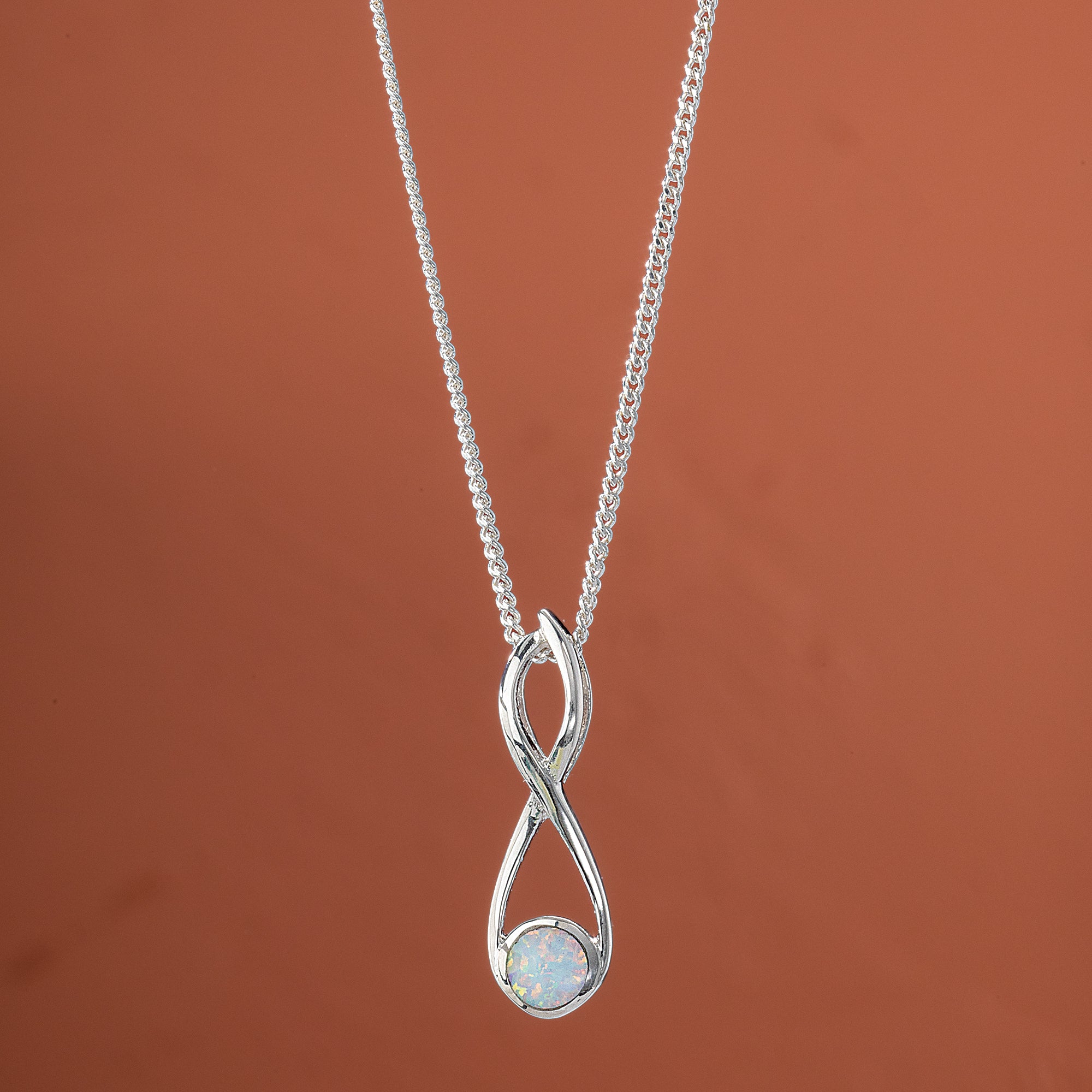 White Opal Infinity Necklace (Preorder)