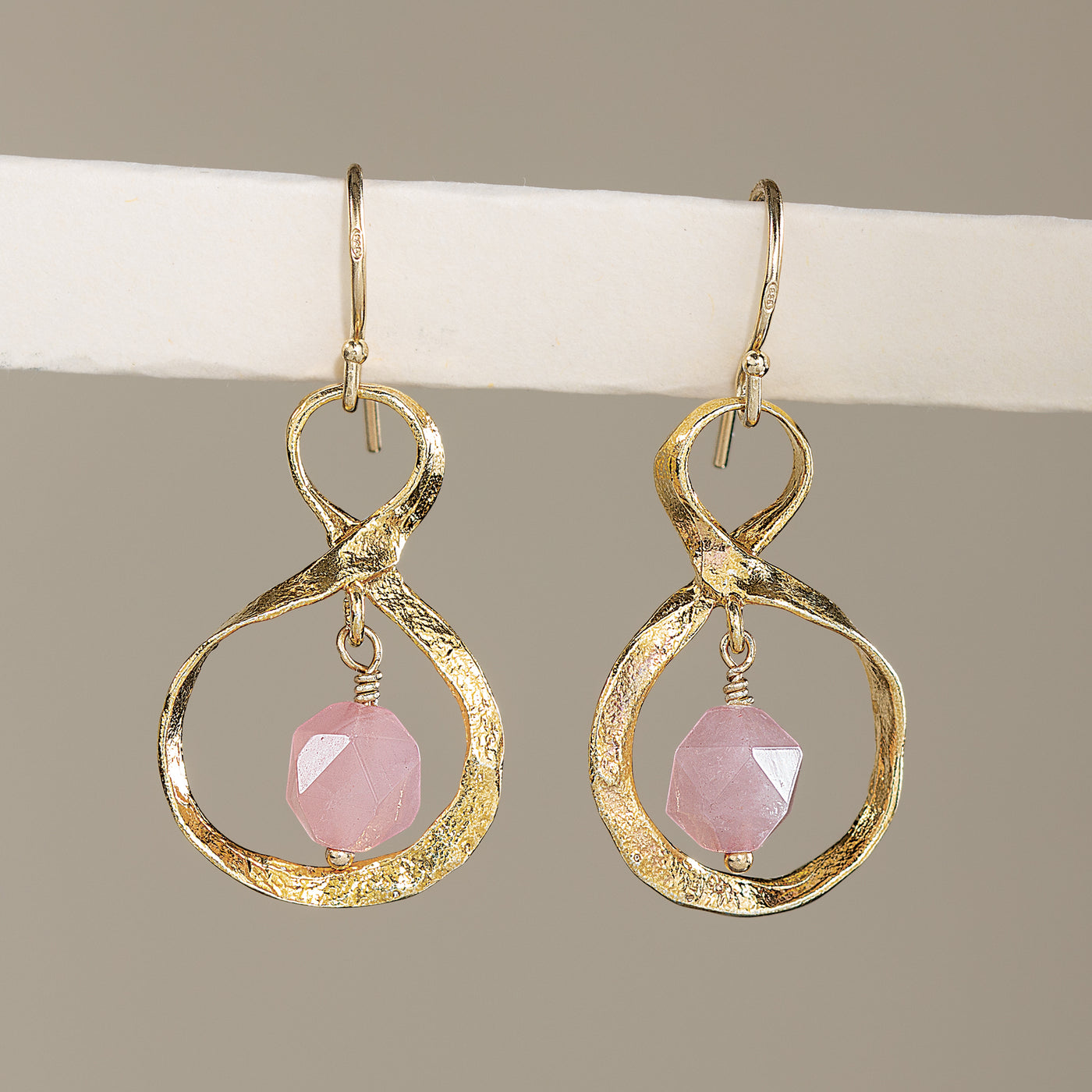 Rose Quartz Infinity Earrings