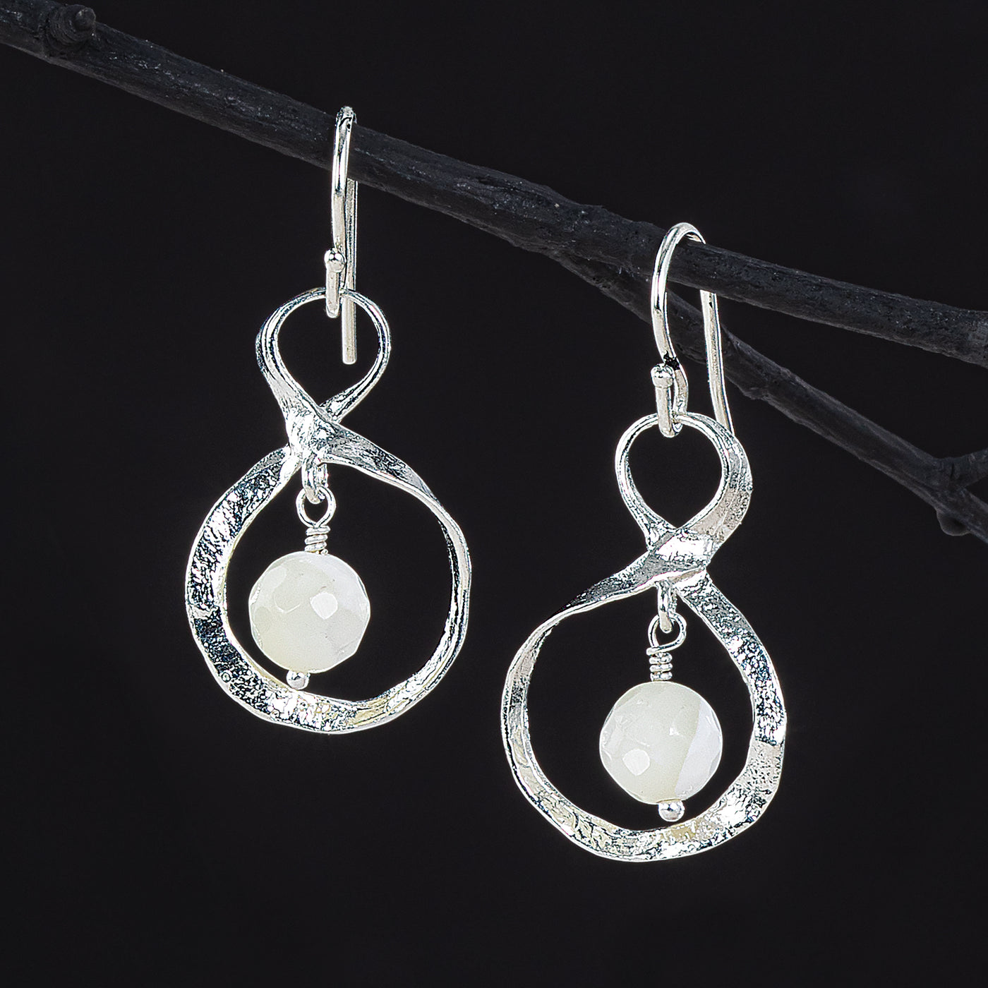 Mother Of Pearl And Sterling Silver Infinity Earrings