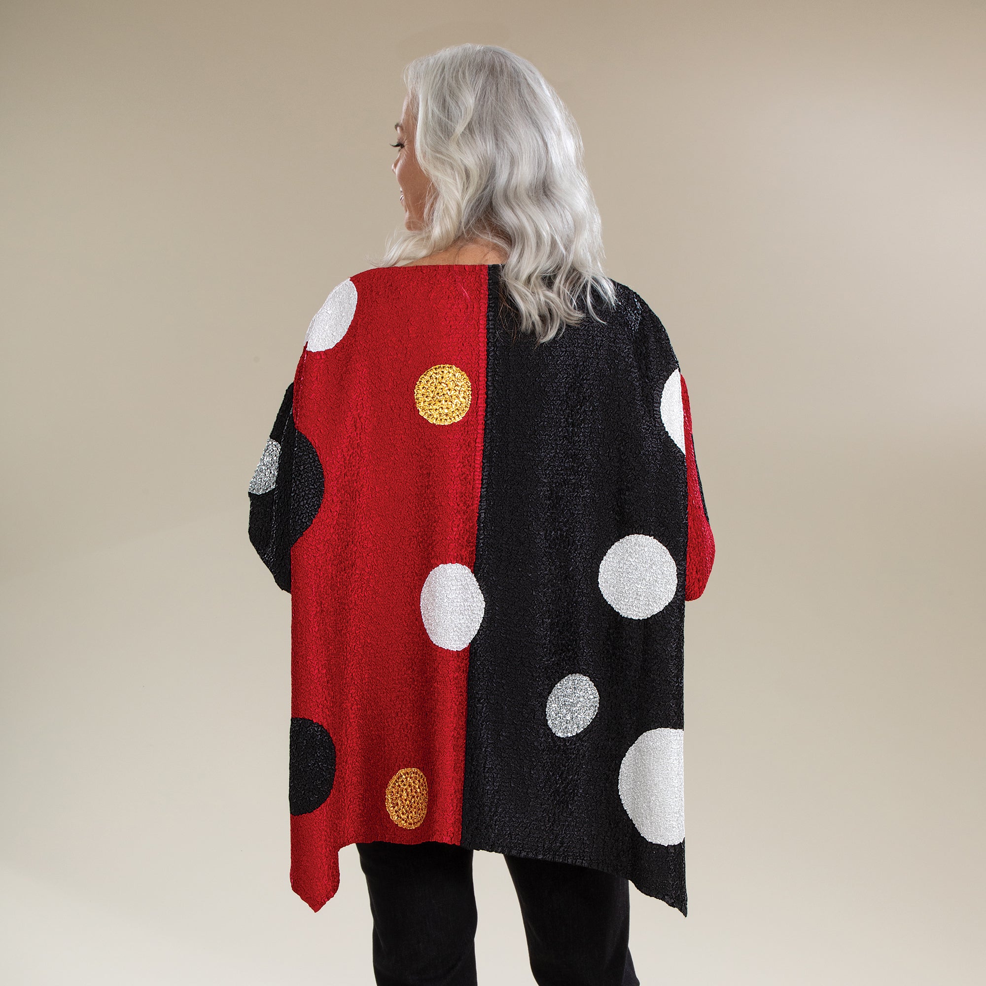 Polka Dots On Colorblocks Crinkle Tunic