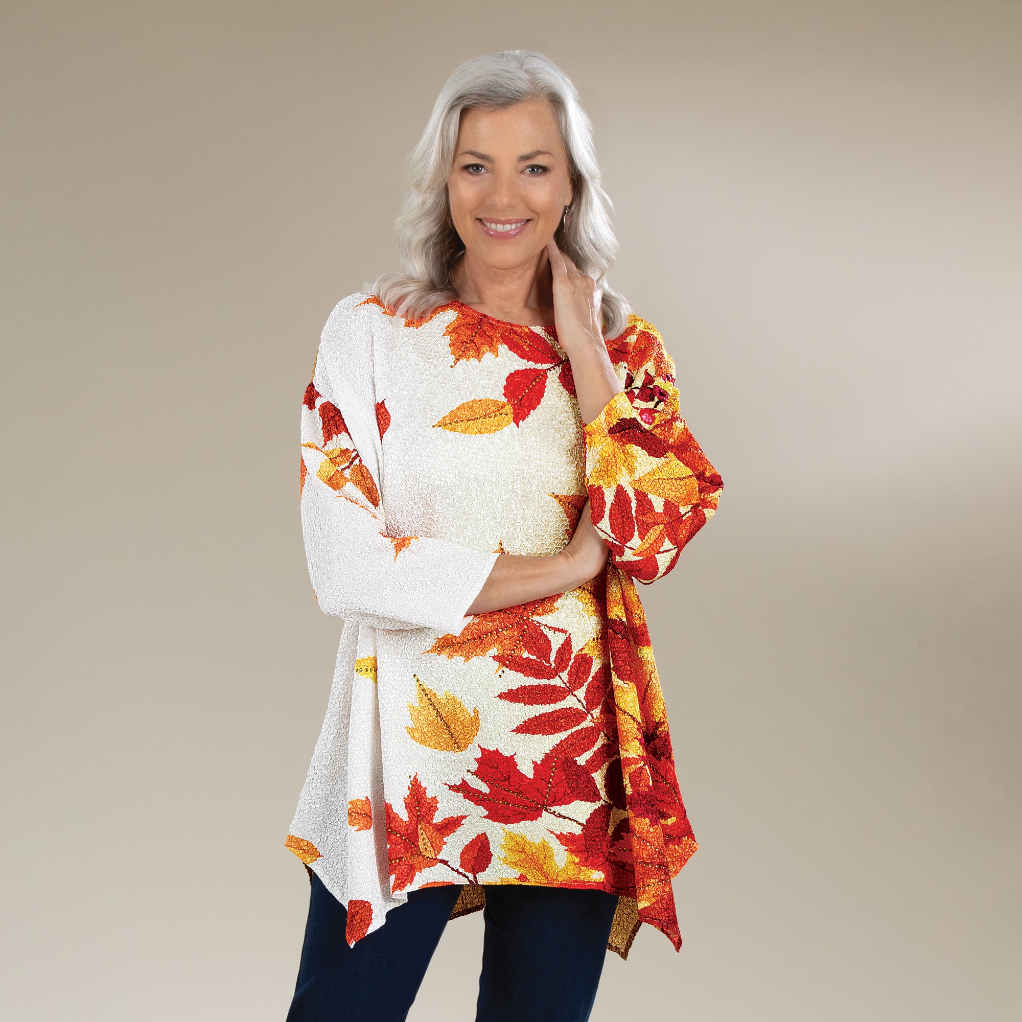 Falling Leaves Crinkle Tunic