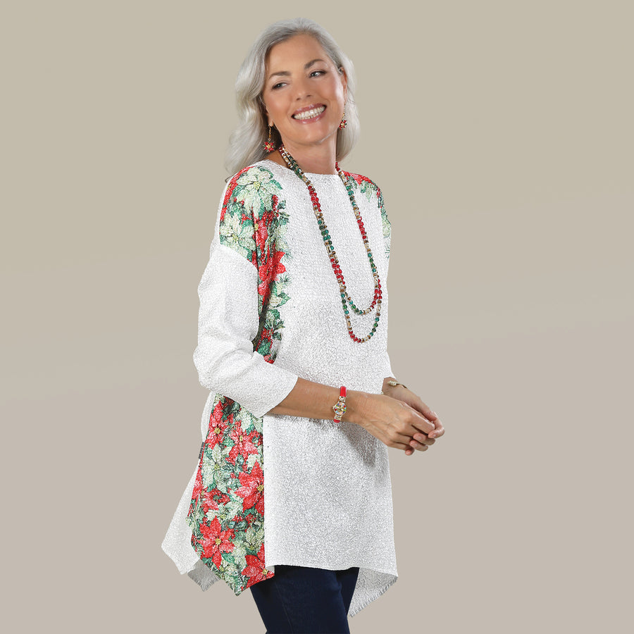 Posh Poinsettias Crinkle Tunic