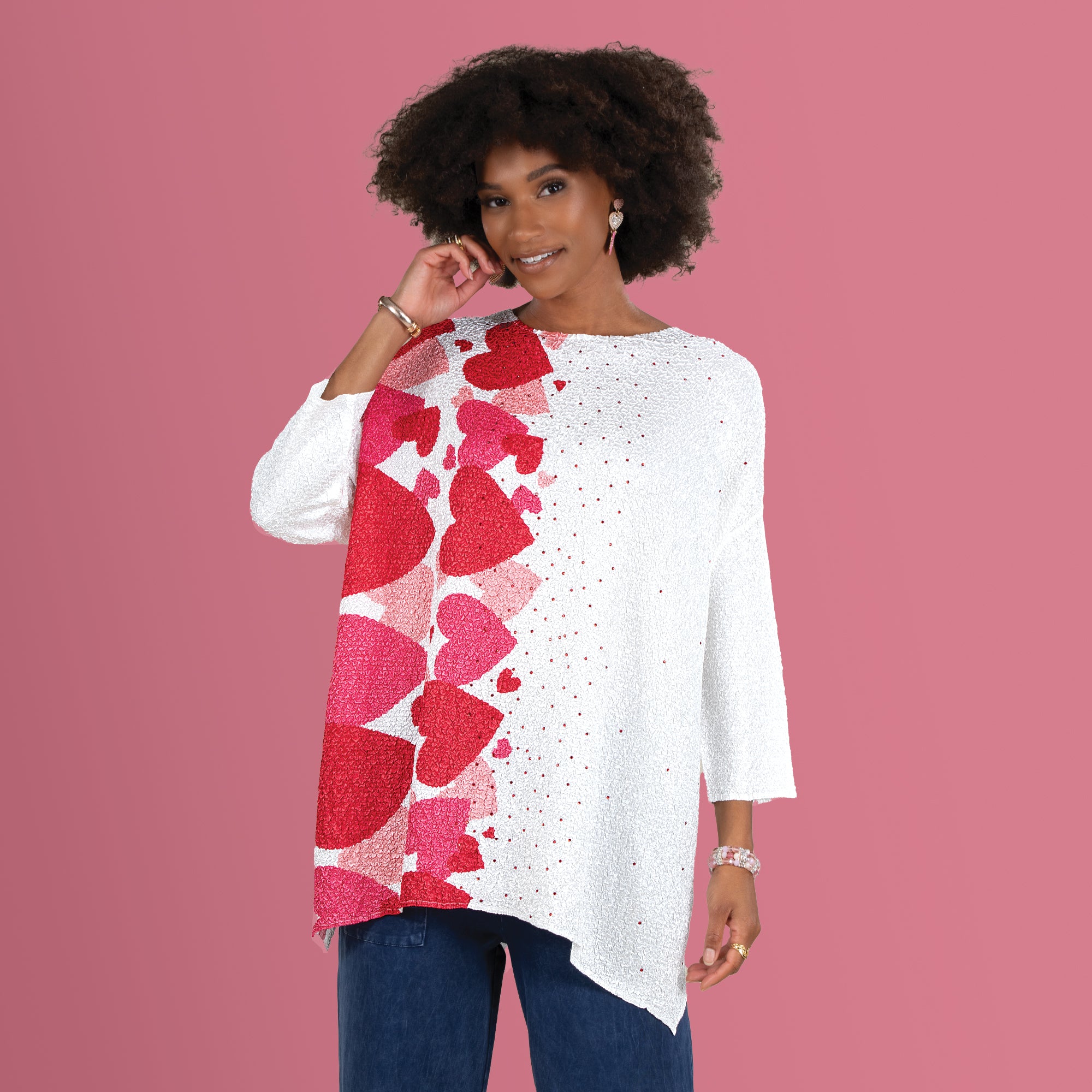 Cascading Hearts Crinkle Tunic