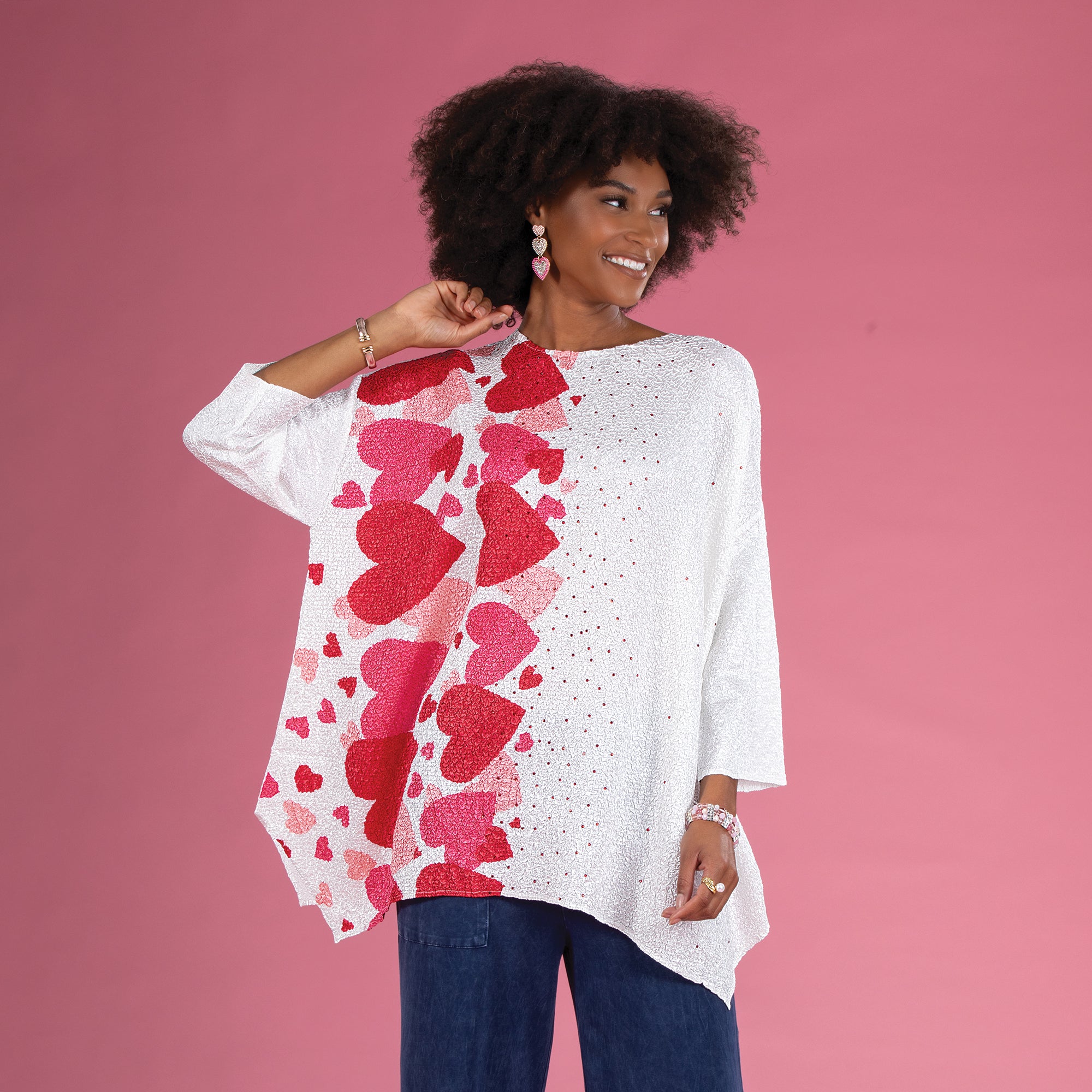 Cascading Hearts Crinkle Tunic