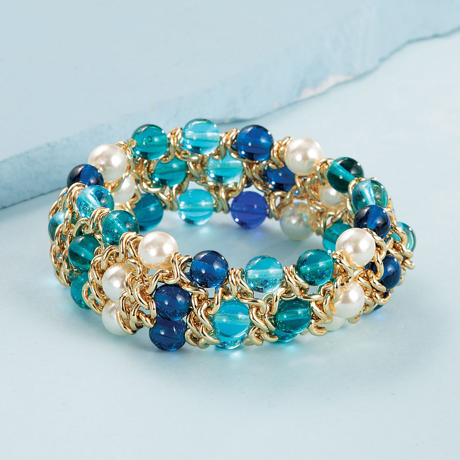 Murano Glass Cool Blues Stretch Bracelet