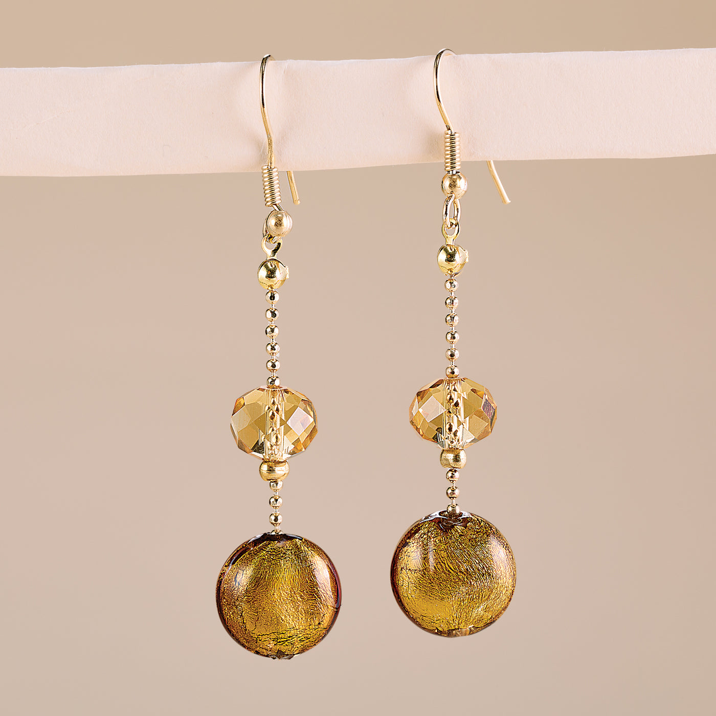 Drops Of Gold Murano Glass Earrings