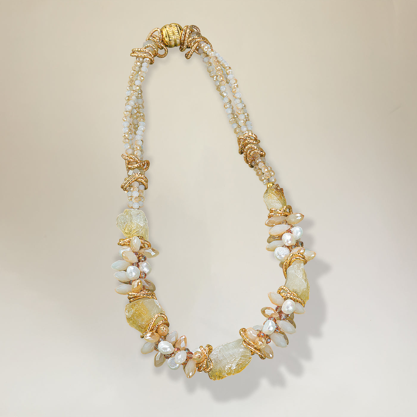 Creamy Citrine Cluster Statement Necklace