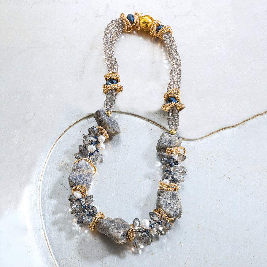 Luxurious Labradorite Cluster Statement Necklace