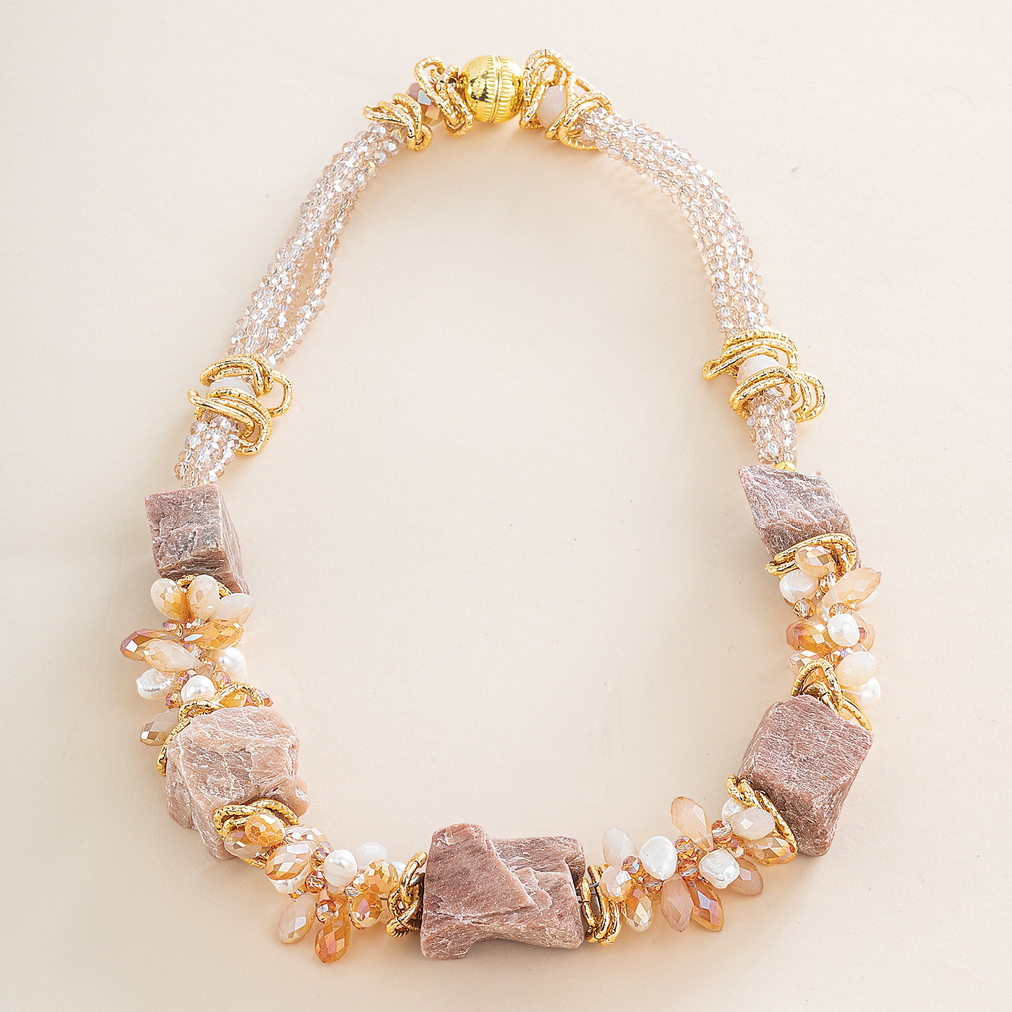 Sparkling Sunstone Cluster Statement Necklace