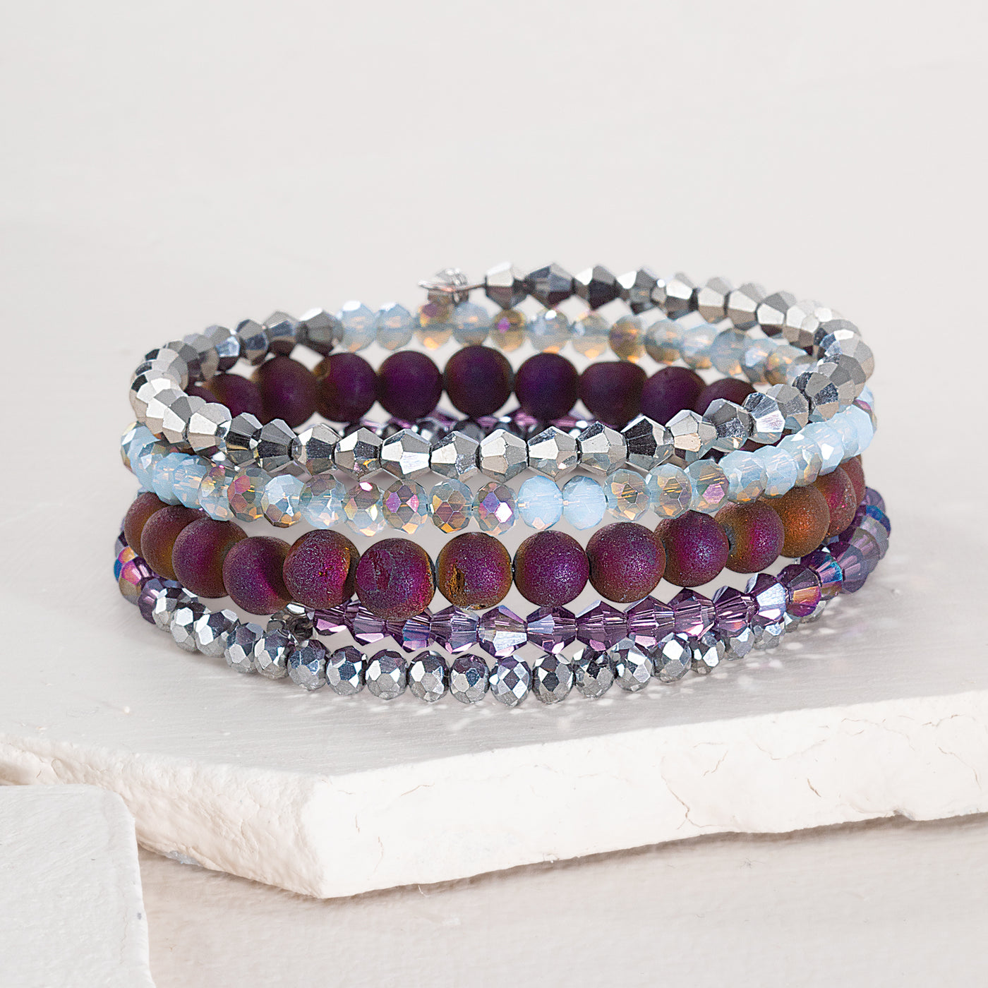 Druzy Agate Crystal & Stone Wrap Bracelet