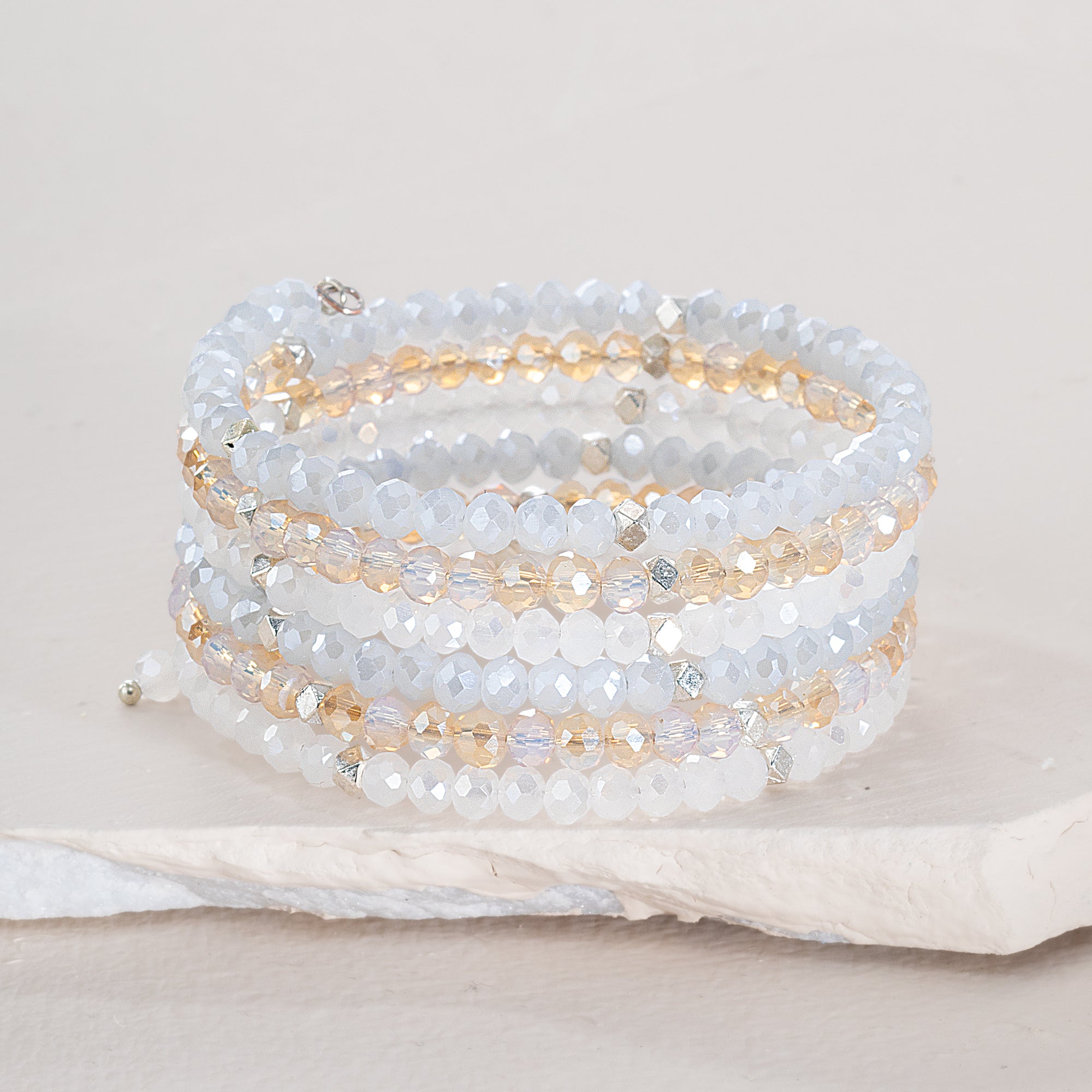 Opaque Crystal & Stone Wrap Bracelet