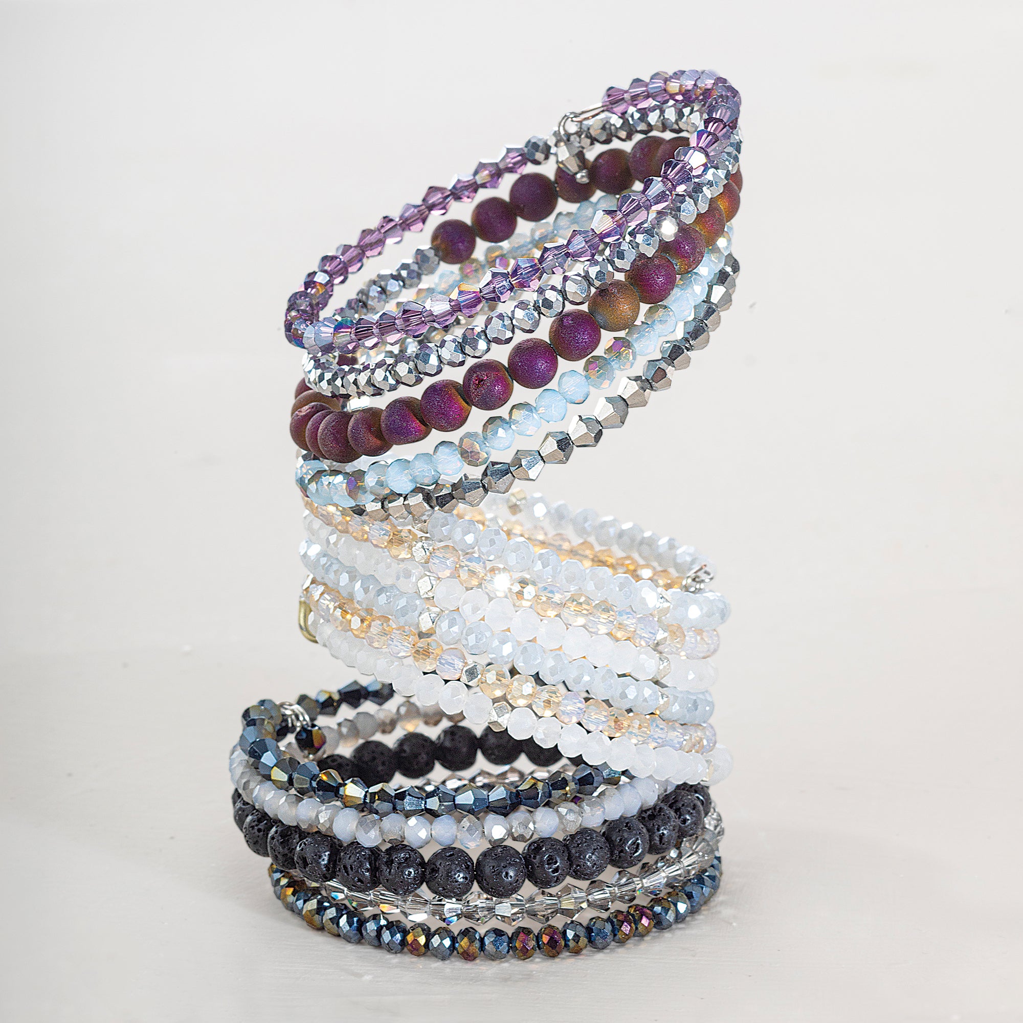 Opaque Crystal & Stone Wrap Bracelet