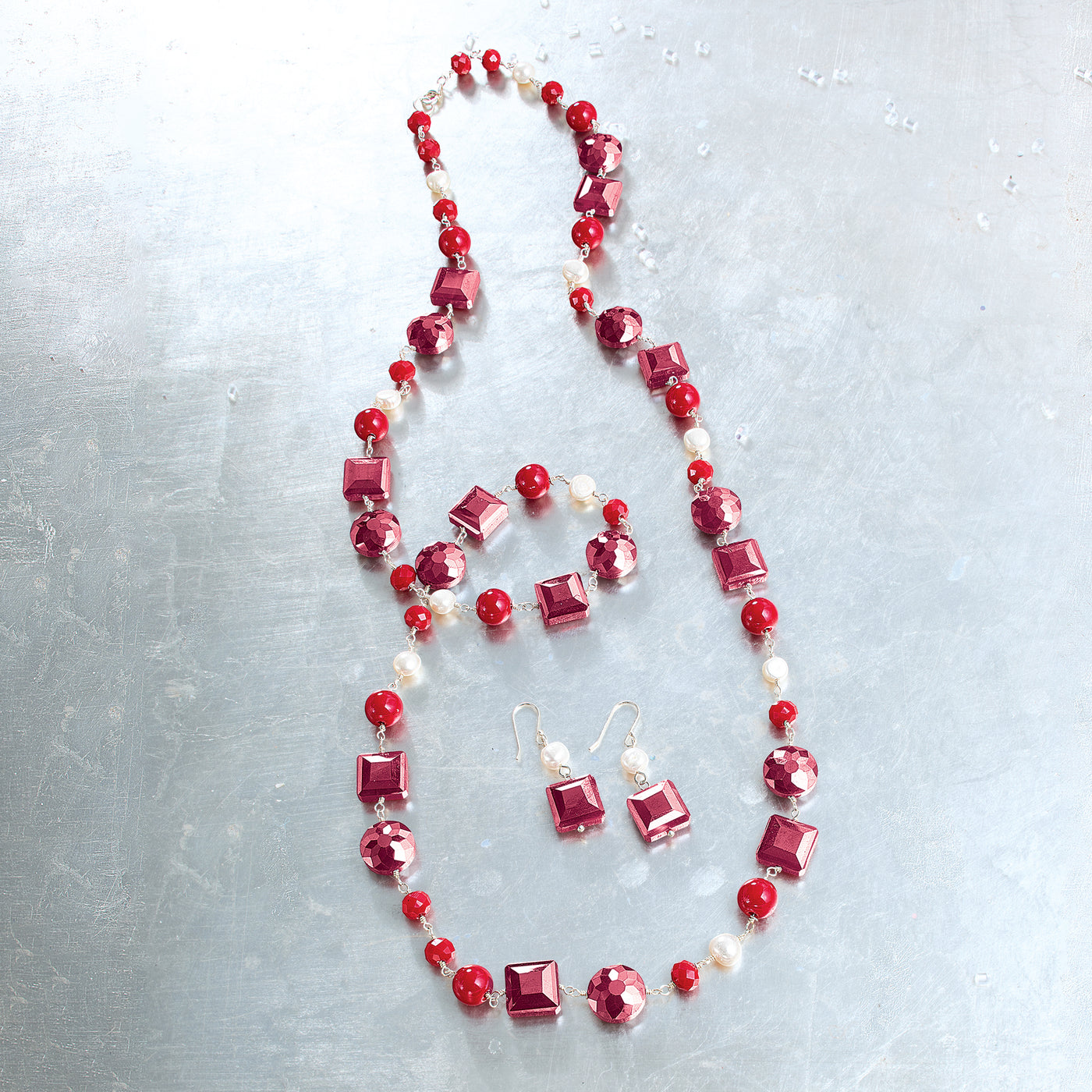 Give Me Garnets Necklace & Earrings Set