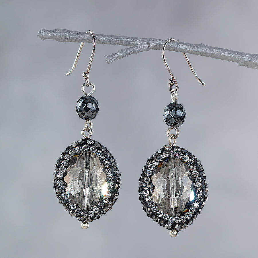 Dramatic Druzy & Crystal Drop Earrings