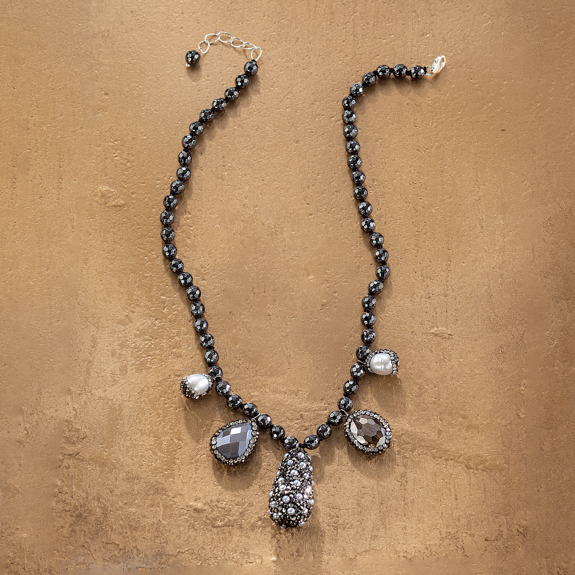 Hematite & Druzy Charm Necklace