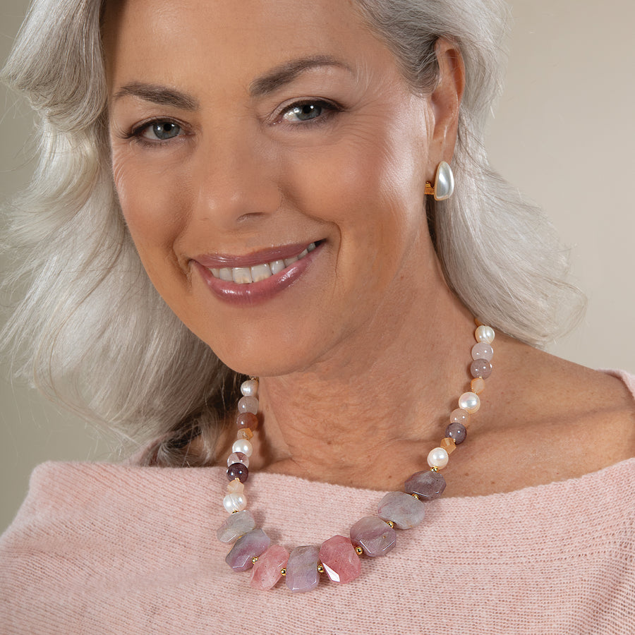 Pinks & Pearls Gemstone Necklace