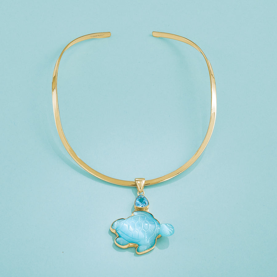 Blue Sea Turtle Necklace (Preorder)