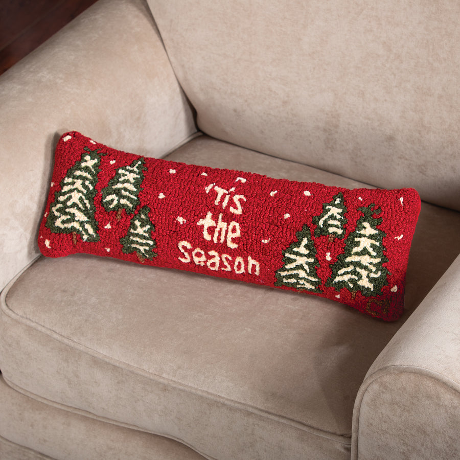 Hand-Hooked & Loomed 'Tis The Season Pillow