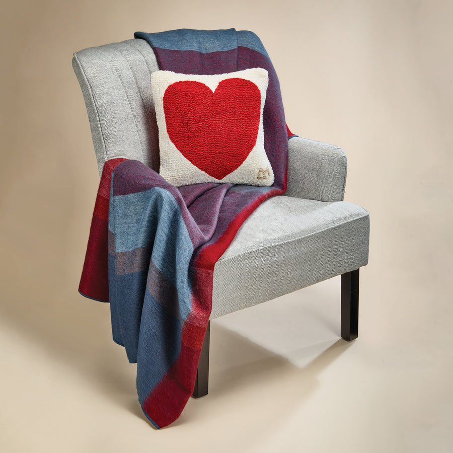 Hand-Hooked & Loomed Heart Pillow