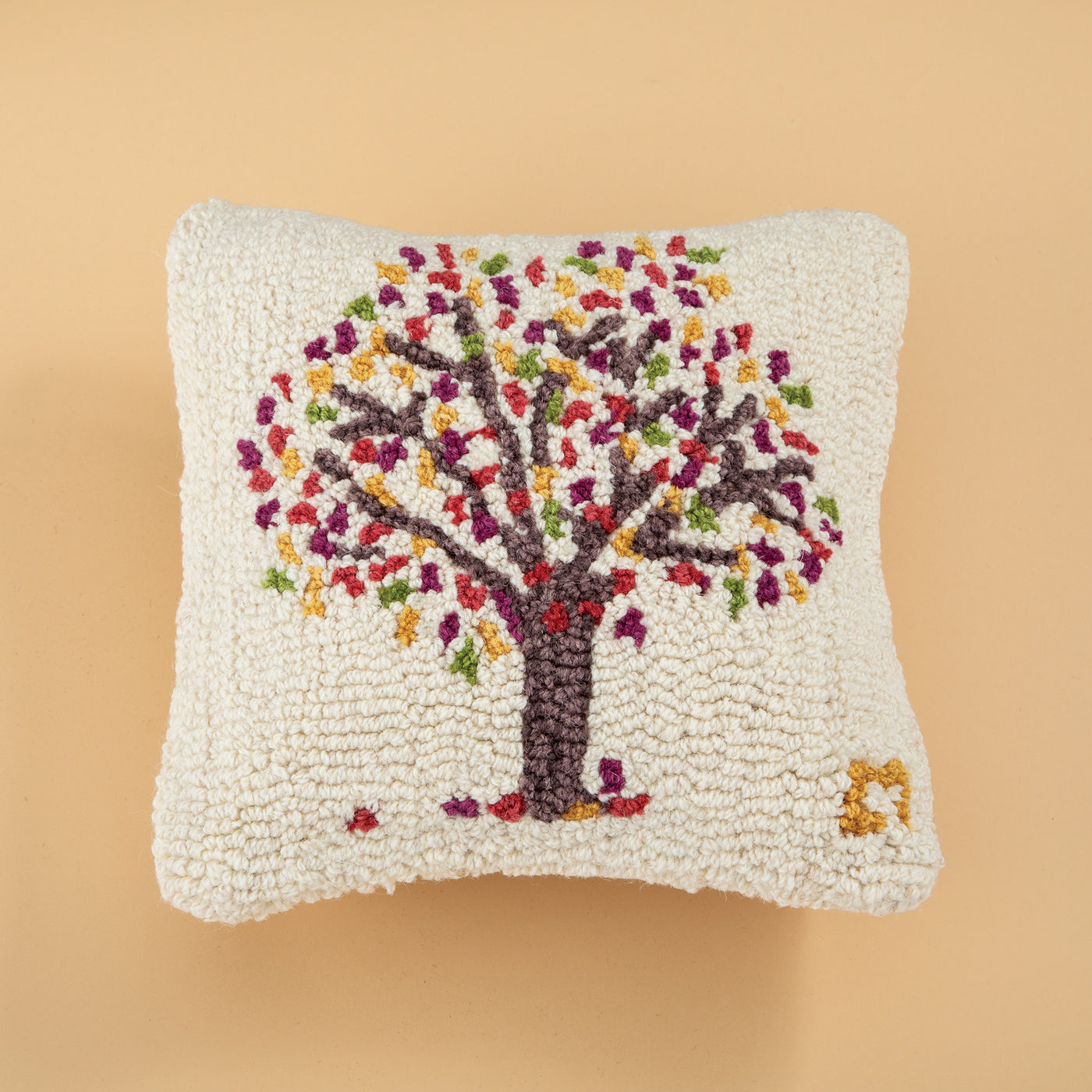 Hand-Hooked & Loomed Tree Of Life Pillow