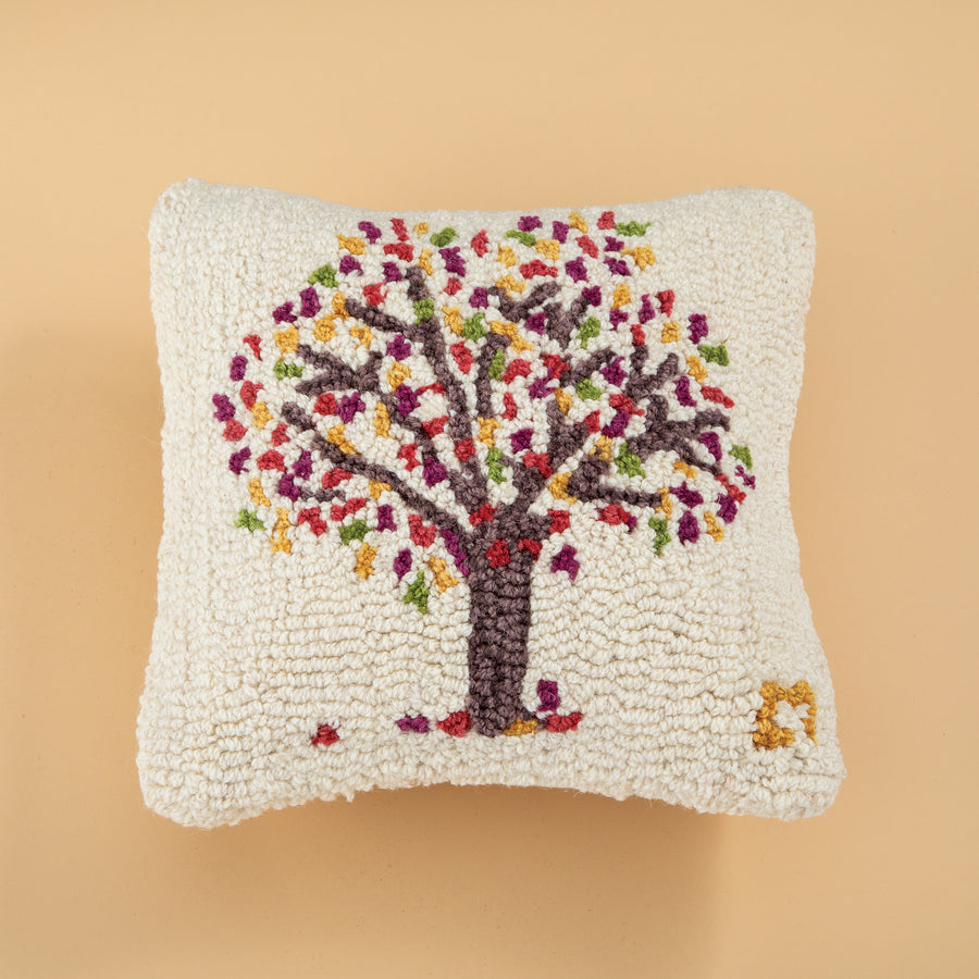 Hand-Hooked & Loomed Tree Of Life Pillow