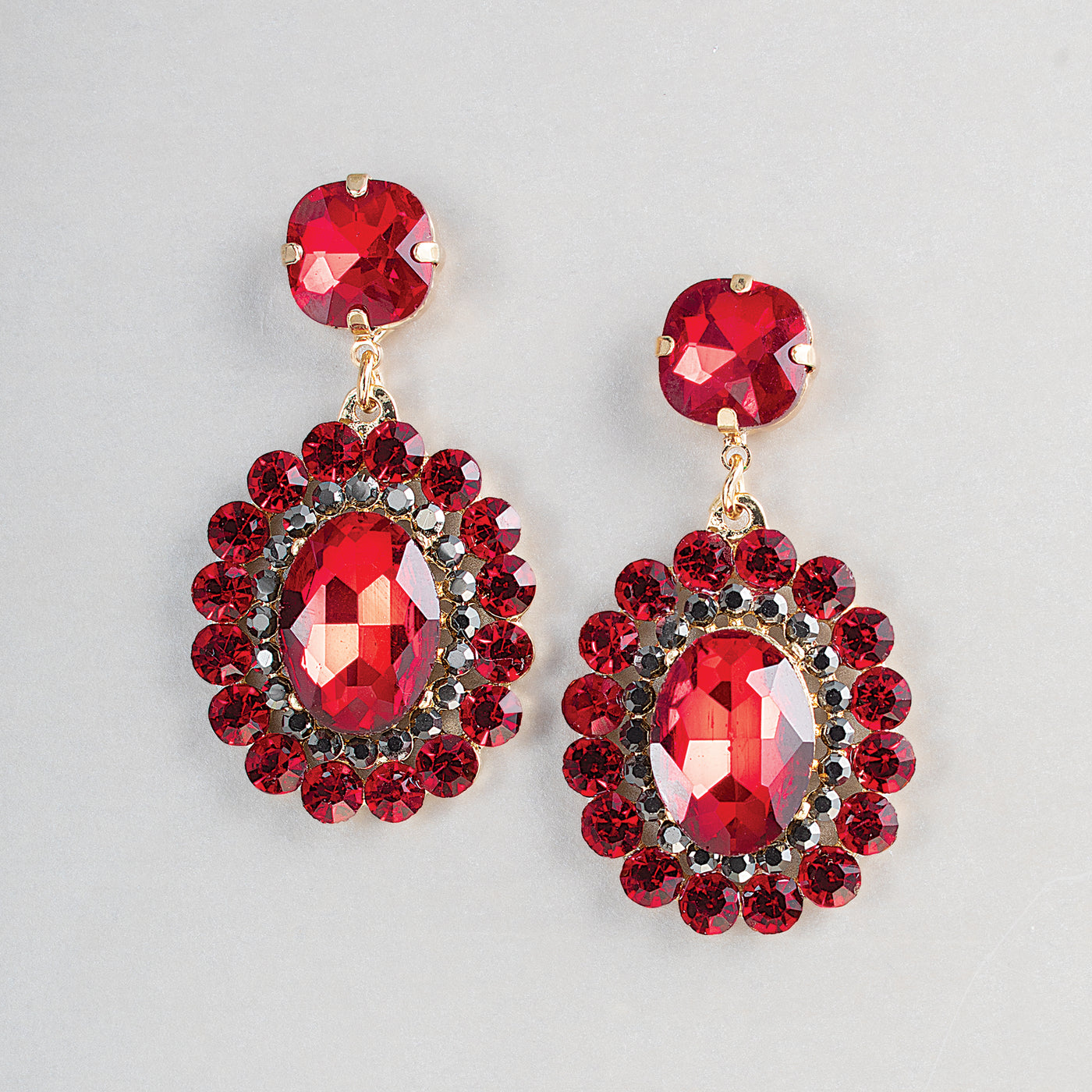 Colors Of Crystal Red Oval Earrings