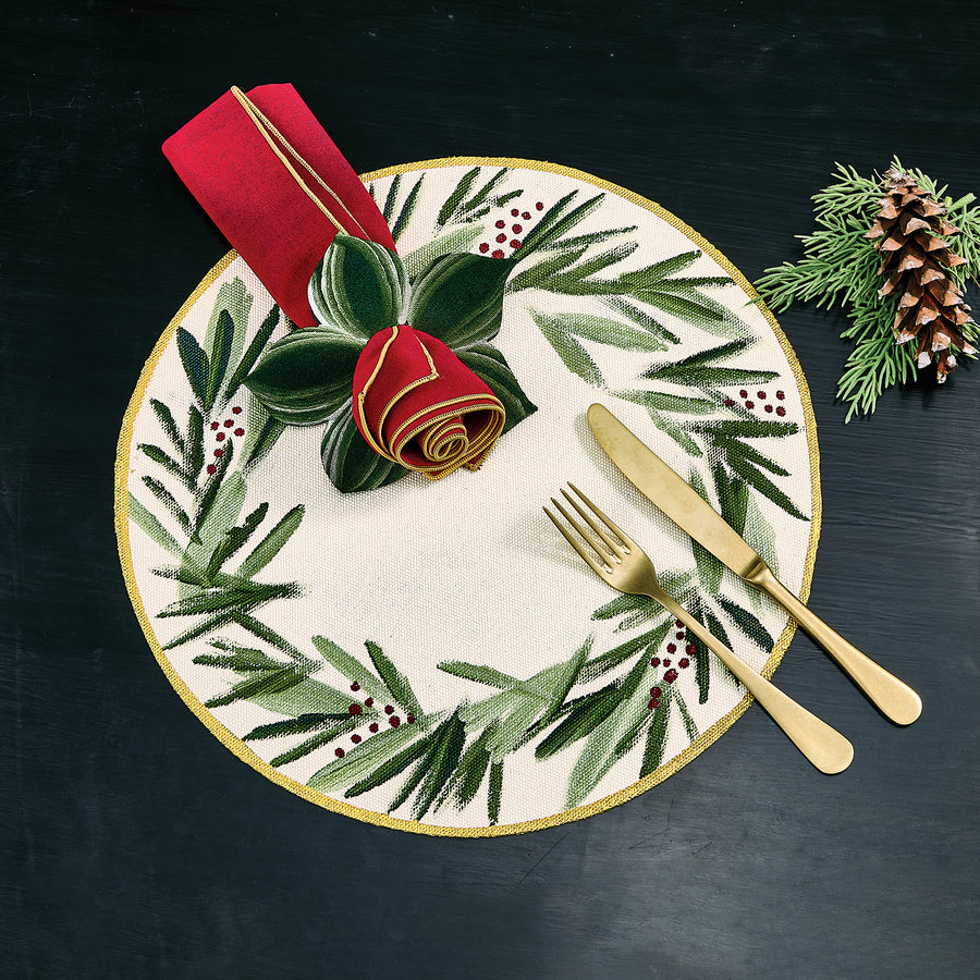 Holly Wreath Placemats Set Of 2