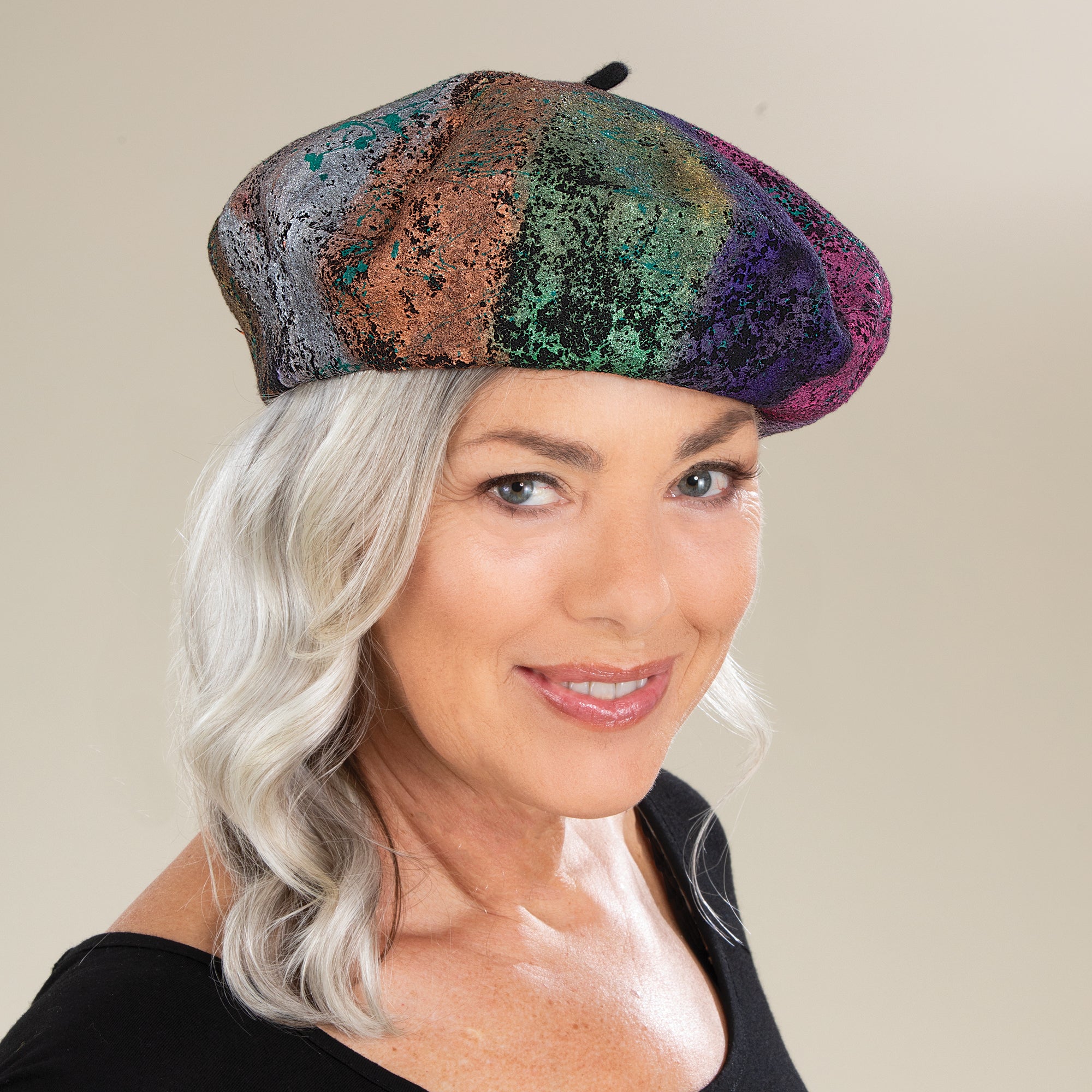 Penelope Hand-Painted Rainbow Beret