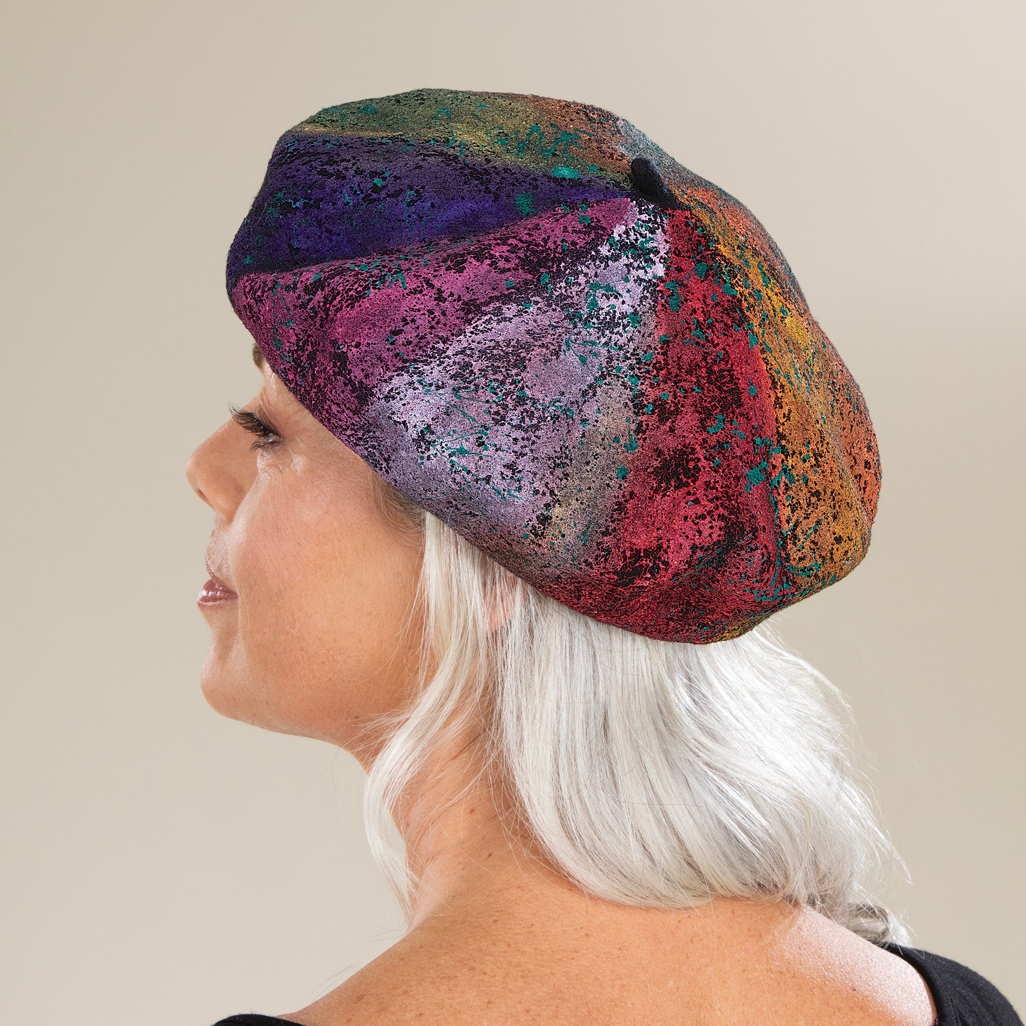 Penelope Hand-Painted Rainbow Beret