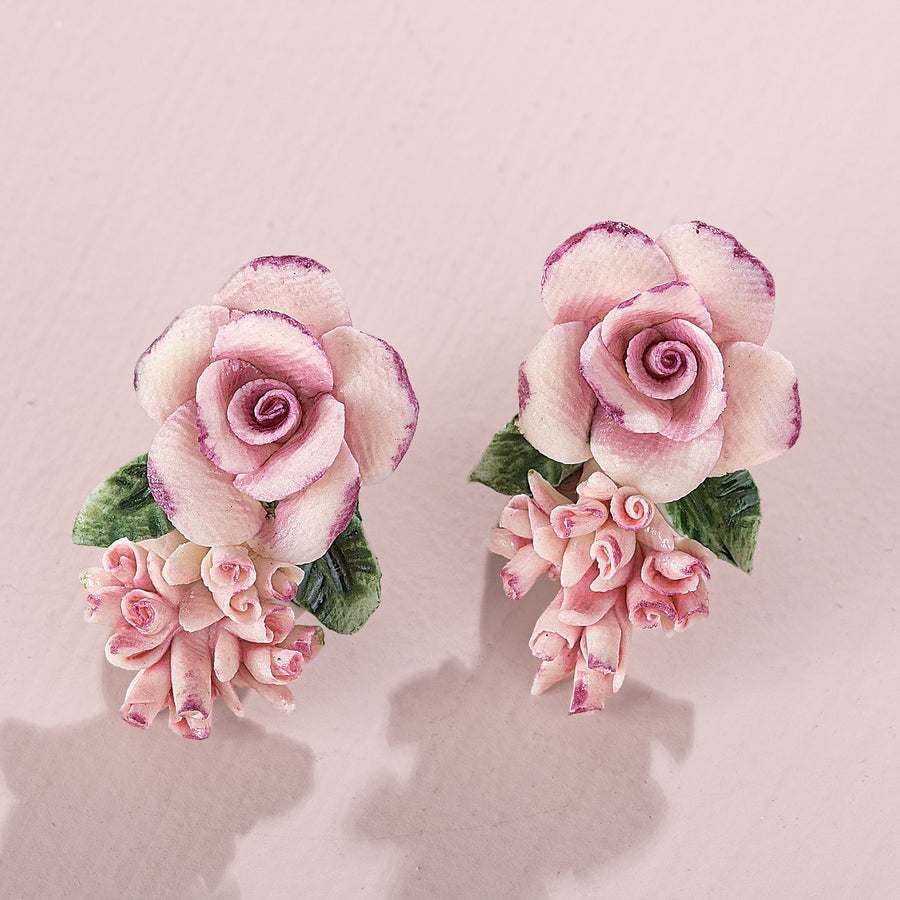 Precious Porcelain Roses Earrings