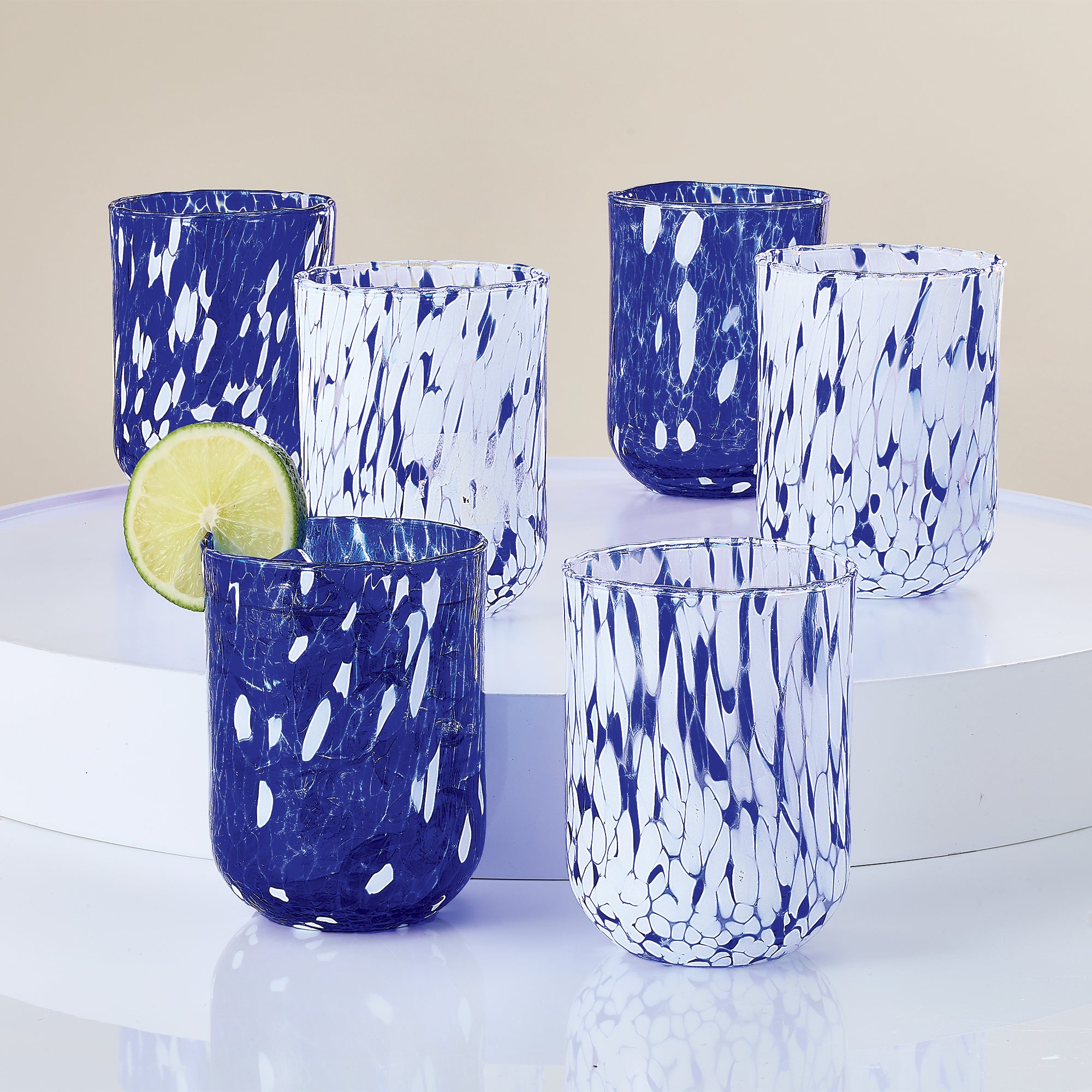 Blue Glassware -18 glasses (3 sizes sets on sale of 6)