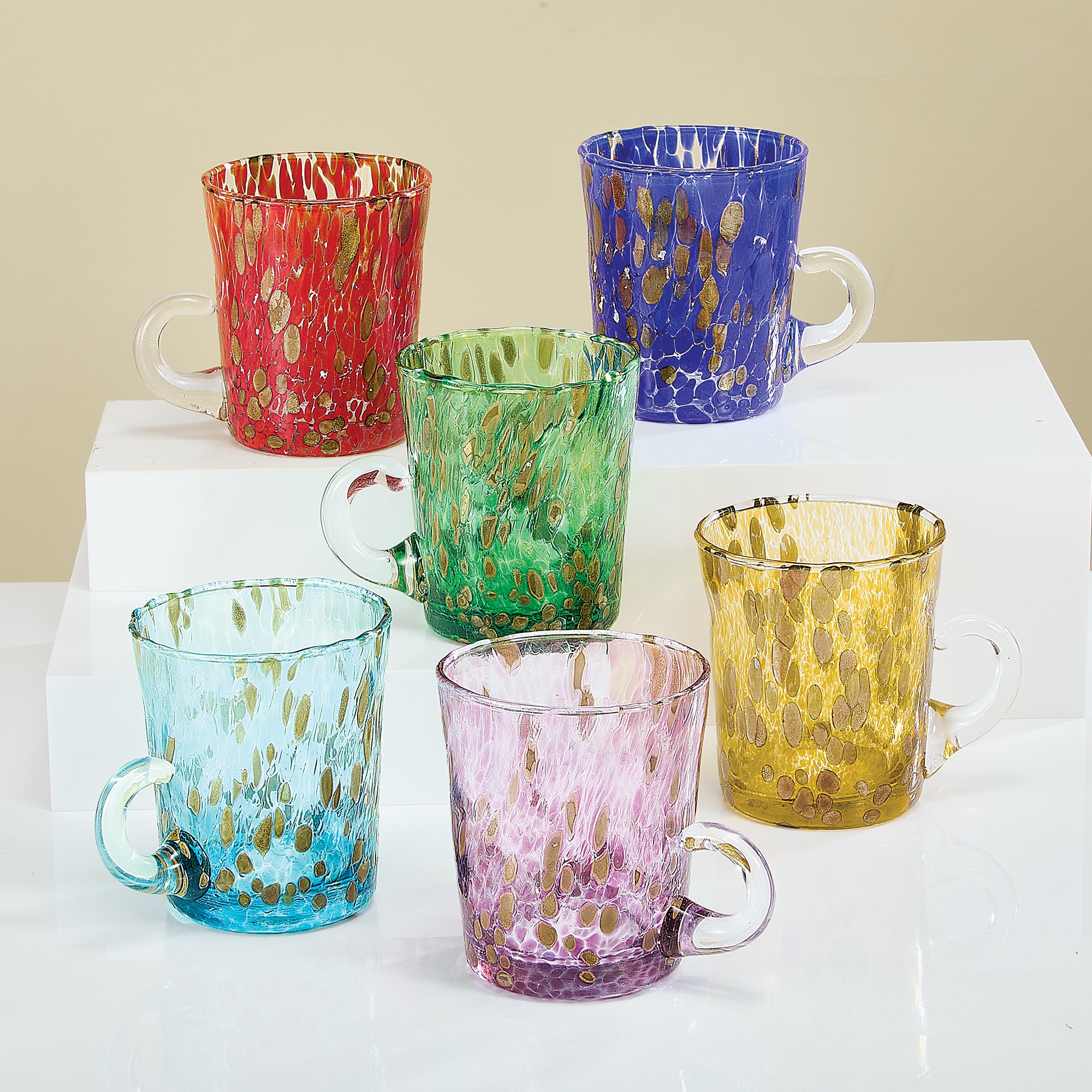 Murano-Style Confetti Indented Drinking Glasses Set Of 6 offers