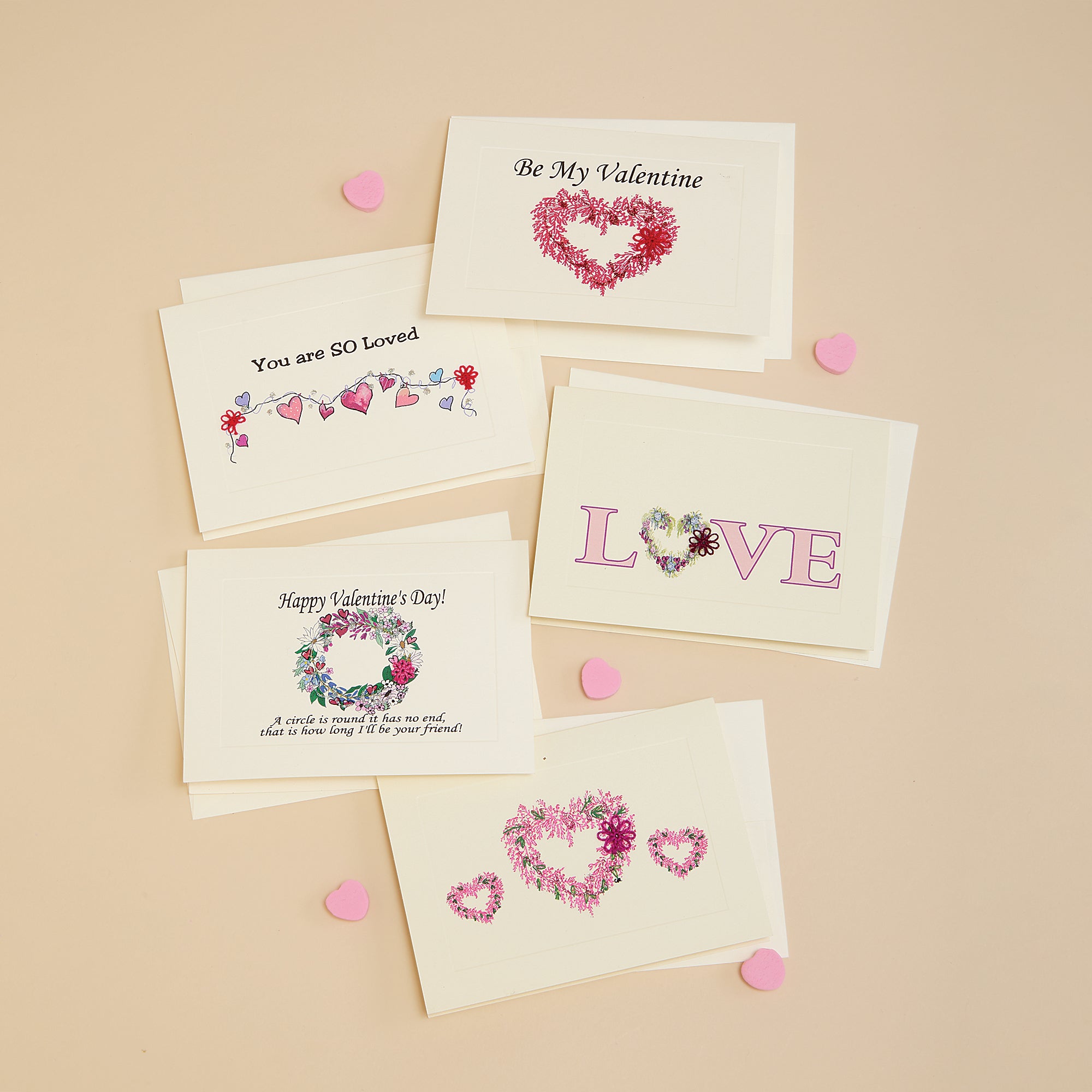 Hand-Tatted Love & Hearts Cards Set of 5