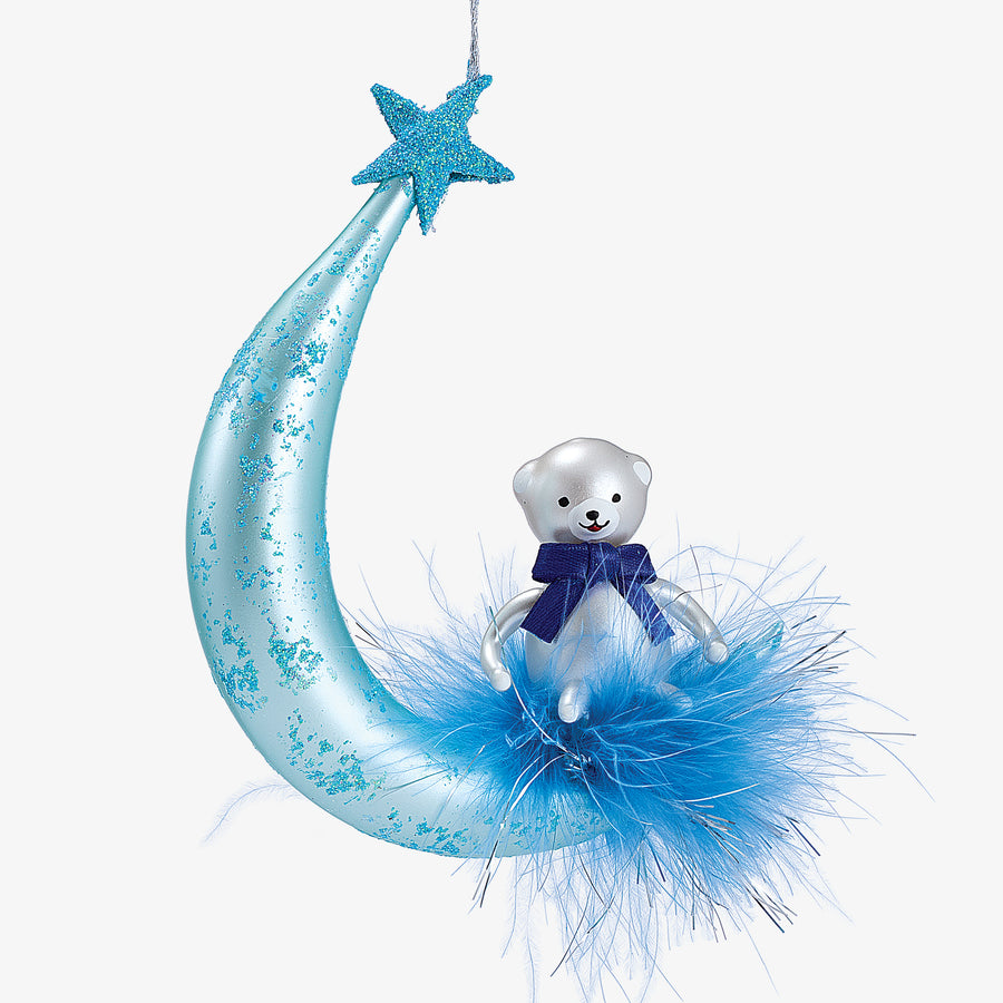 Blue Baby Bear Hand-Blown Glass Ornament