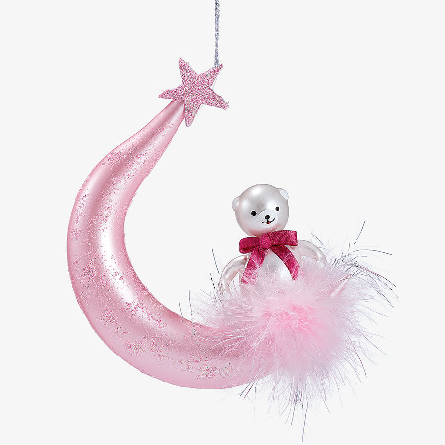 Pink Baby Bear Hand-Blown Glass Ornament