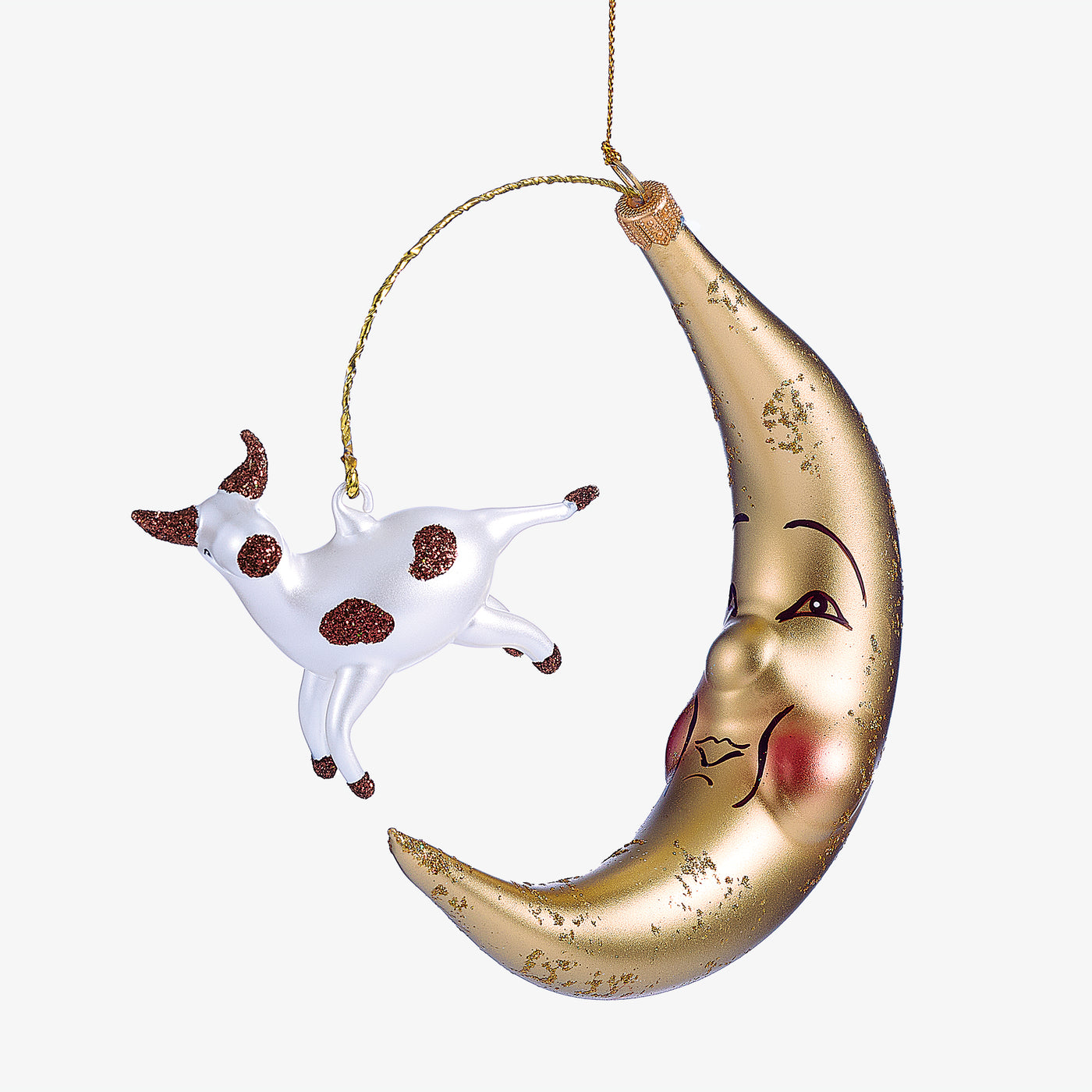 Cow Jumped Over The Moon Glass Ornament