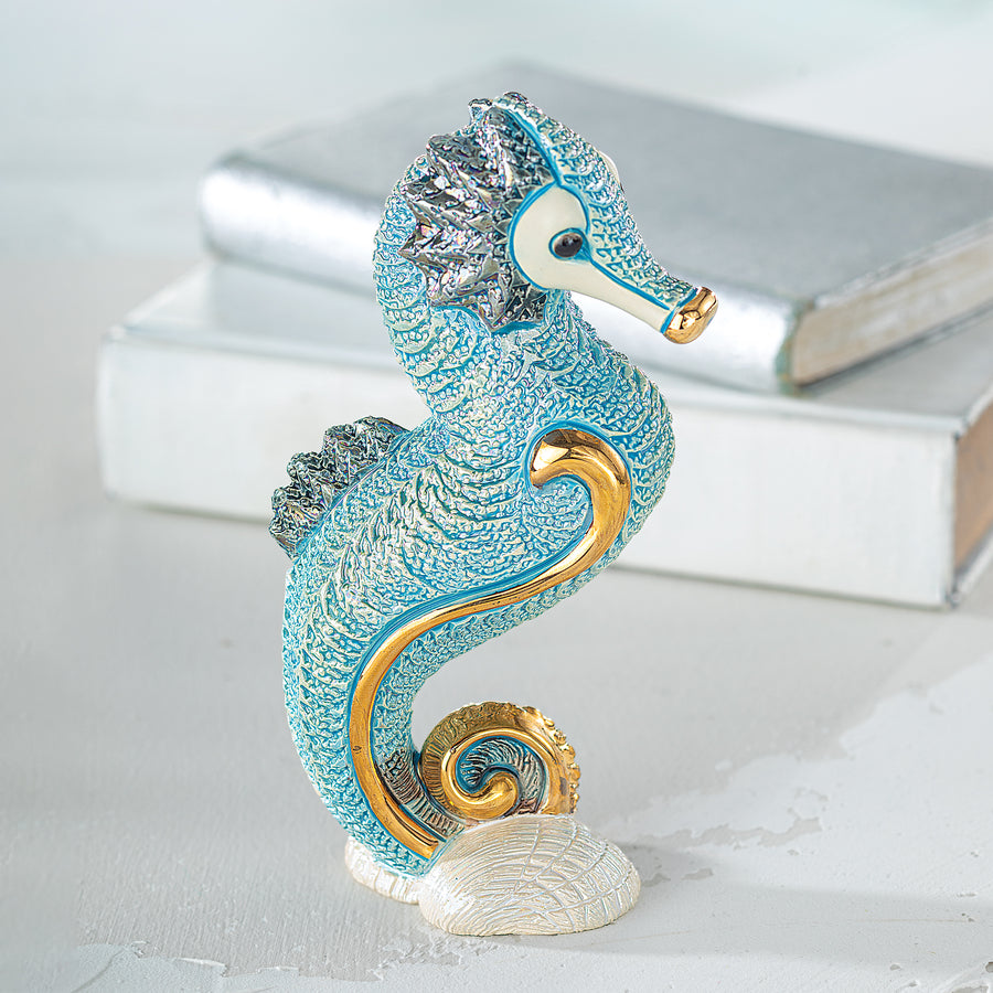 Shimmering Ceramic Seahorse Figurine
