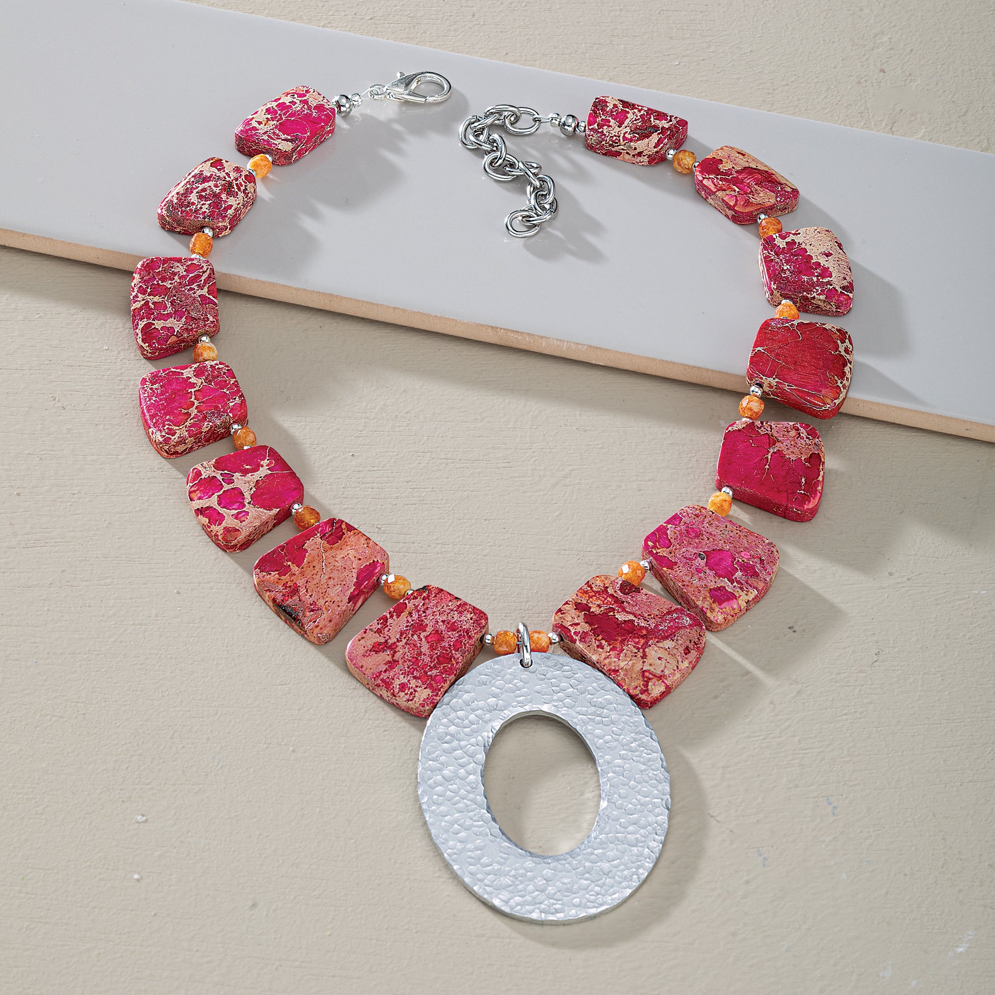 Pink Jasper Statement Necklace