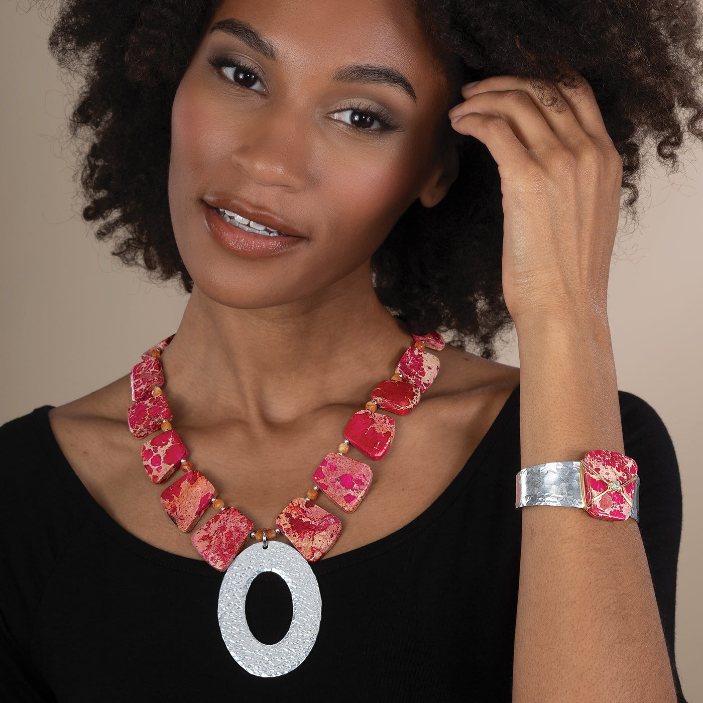 Pink Jasper Statement Necklace