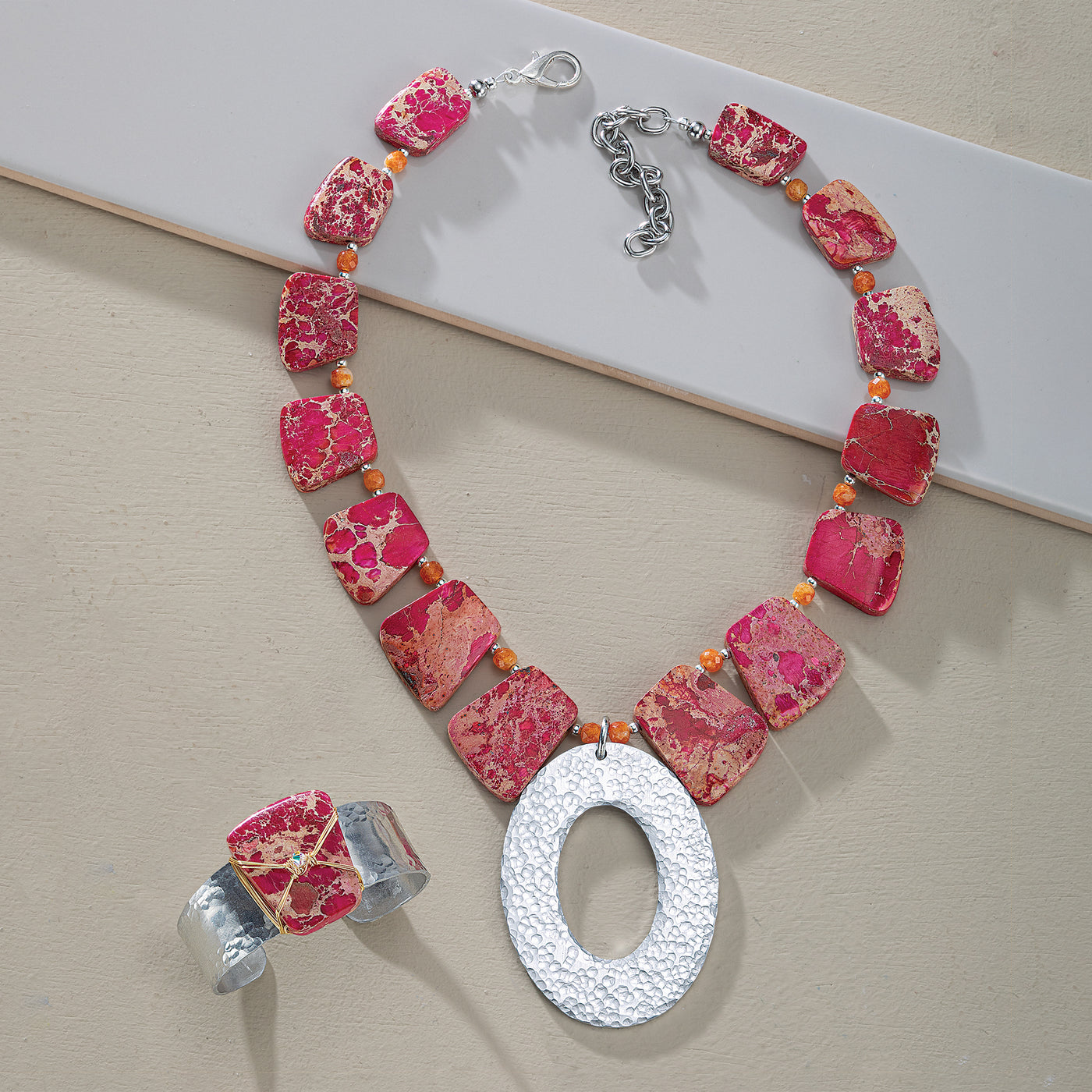 Pink Jasper Statement Necklace